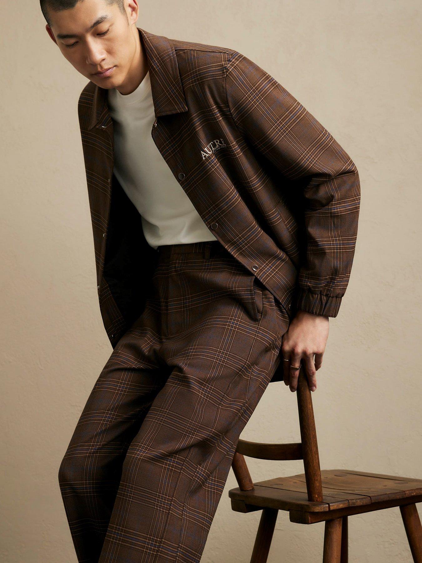 Image 4 of 4 of River Island Wide Leg Check Suit Trousers