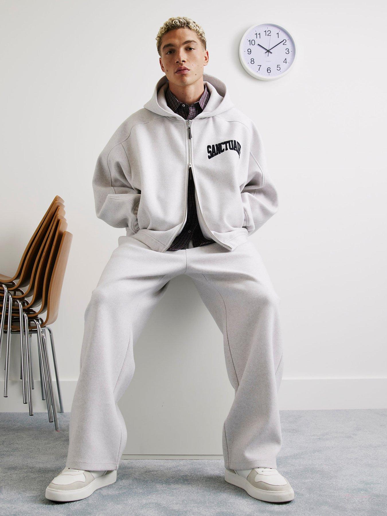 Image 1 of 4 of River Island Sanctuaire Badge Wide Leg Joggers - Grey