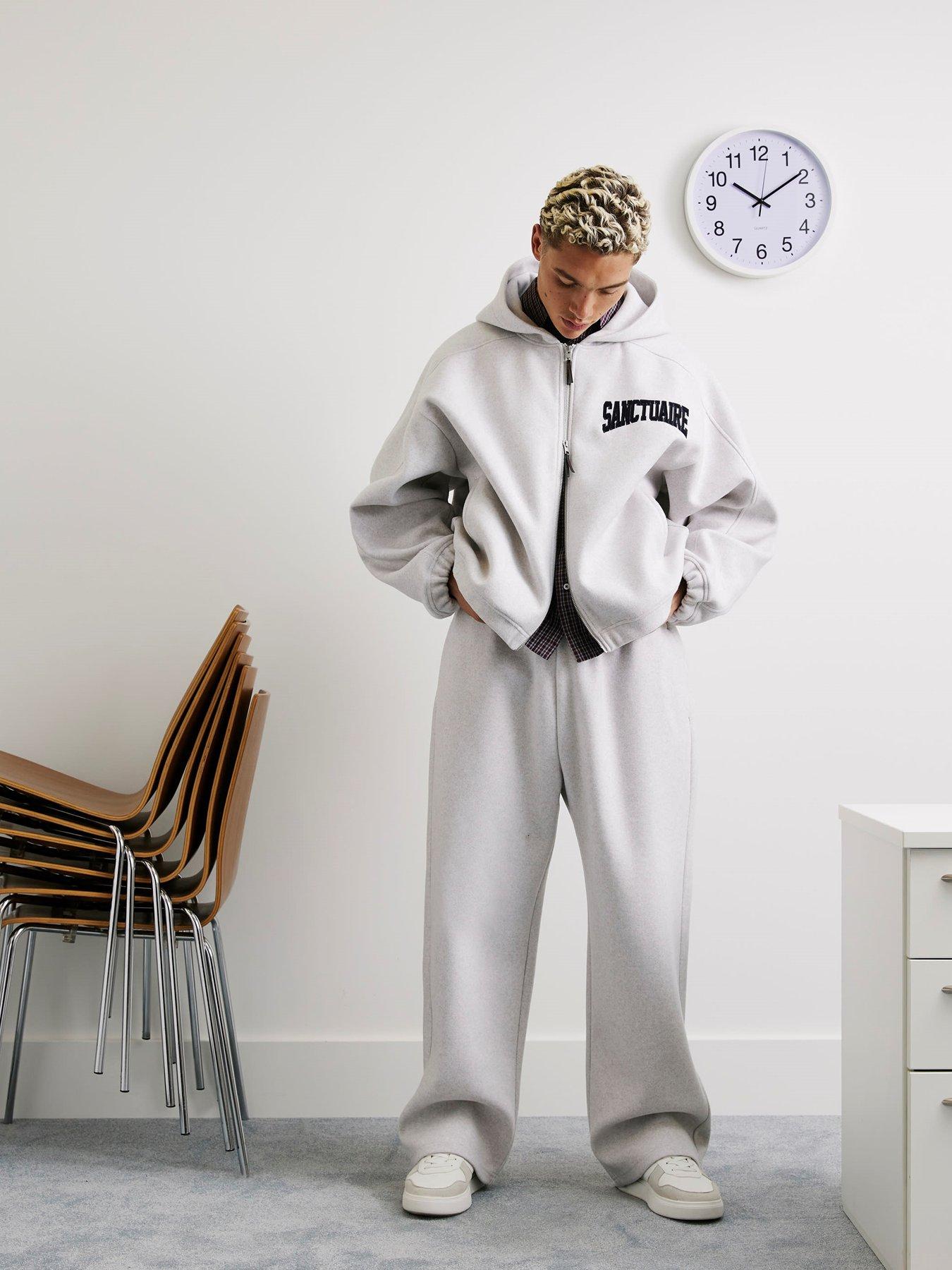 Image 4 of 4 of River Island Sanctuaire Badge Wide Leg Joggers - Grey