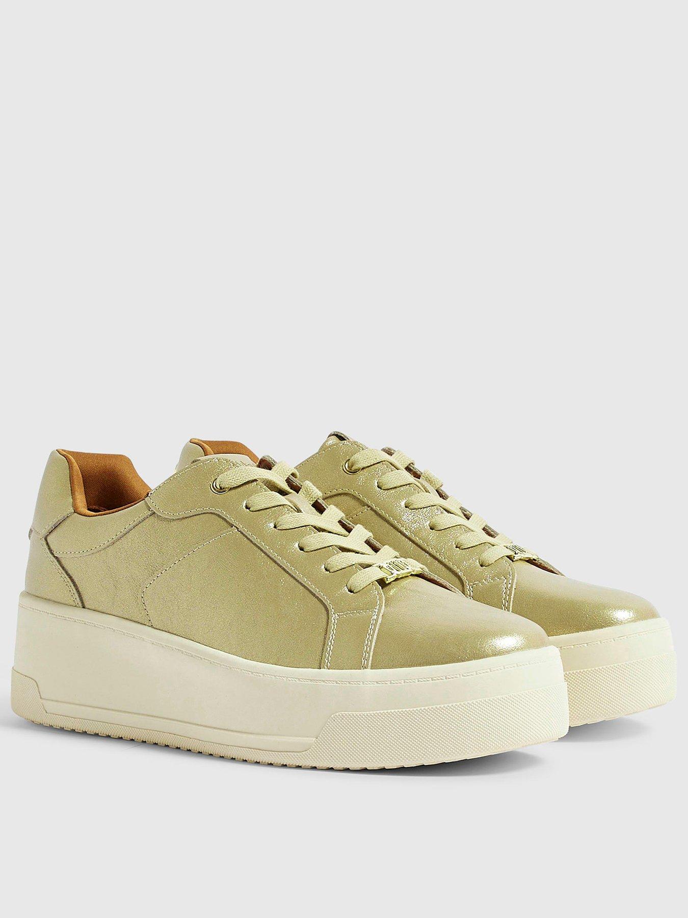 Image 2 of 4 of River Island Platform Lace Up Trainers - Gold