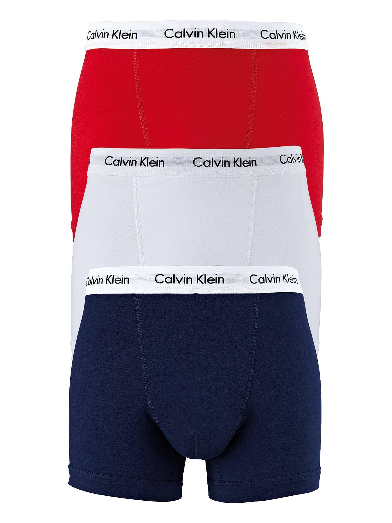 Calvin Klein 3 Pack of Trunks - Red/White/Navy | Very.co.uk