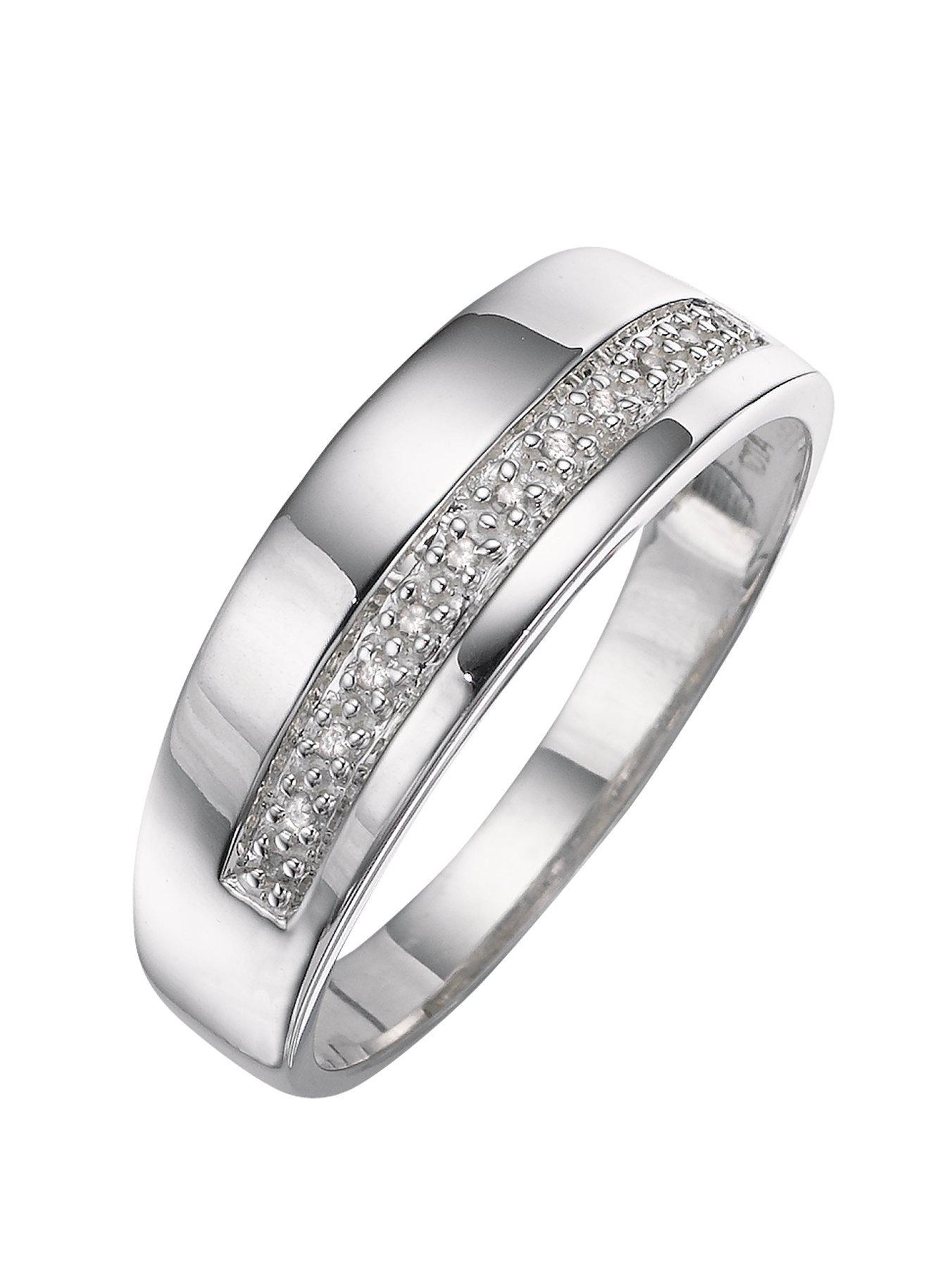 Mens ring hot sale silver diamond