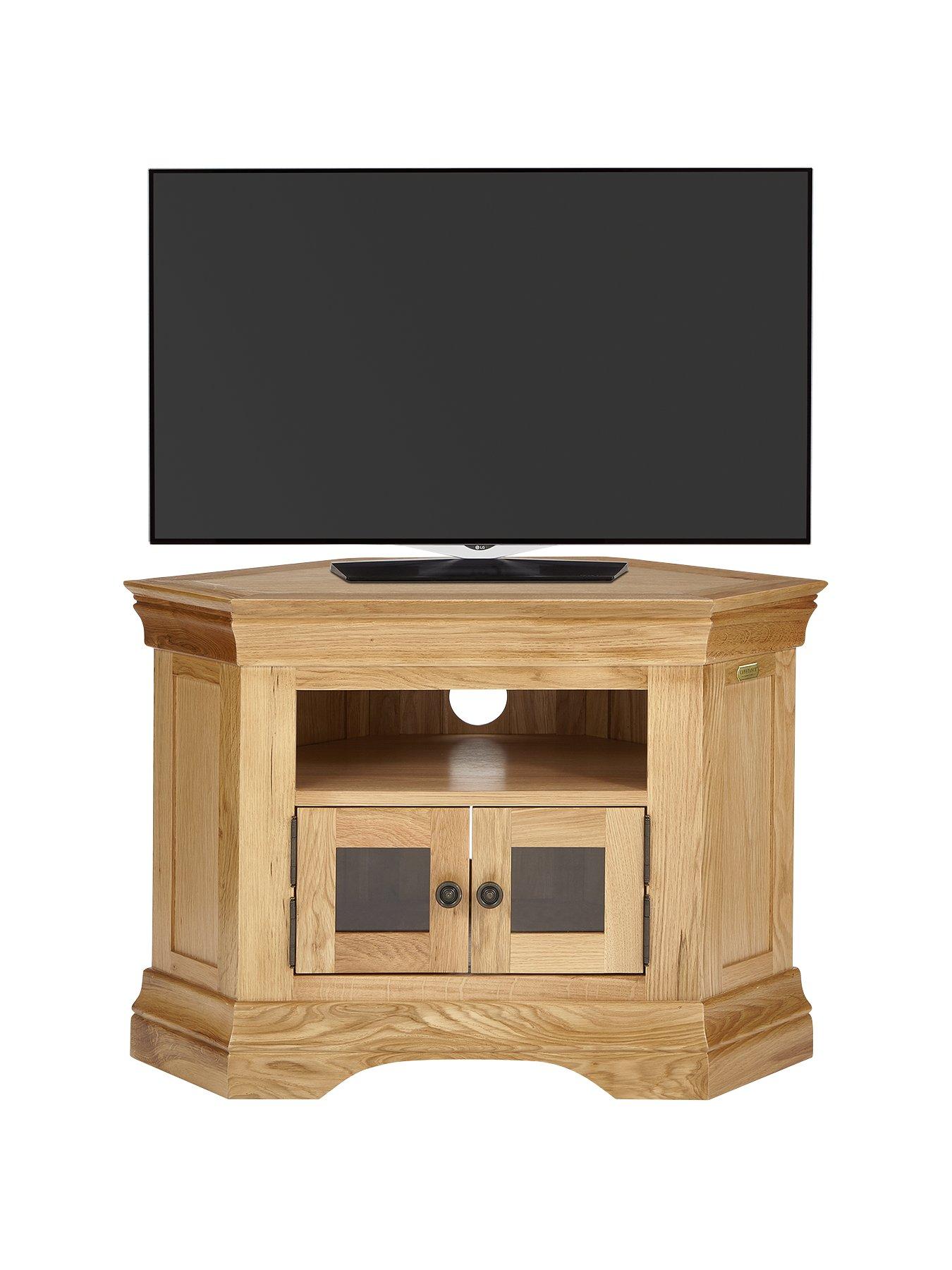 Luxe Collection Constance Oak Ready Assembled Corner TV Unit fits up