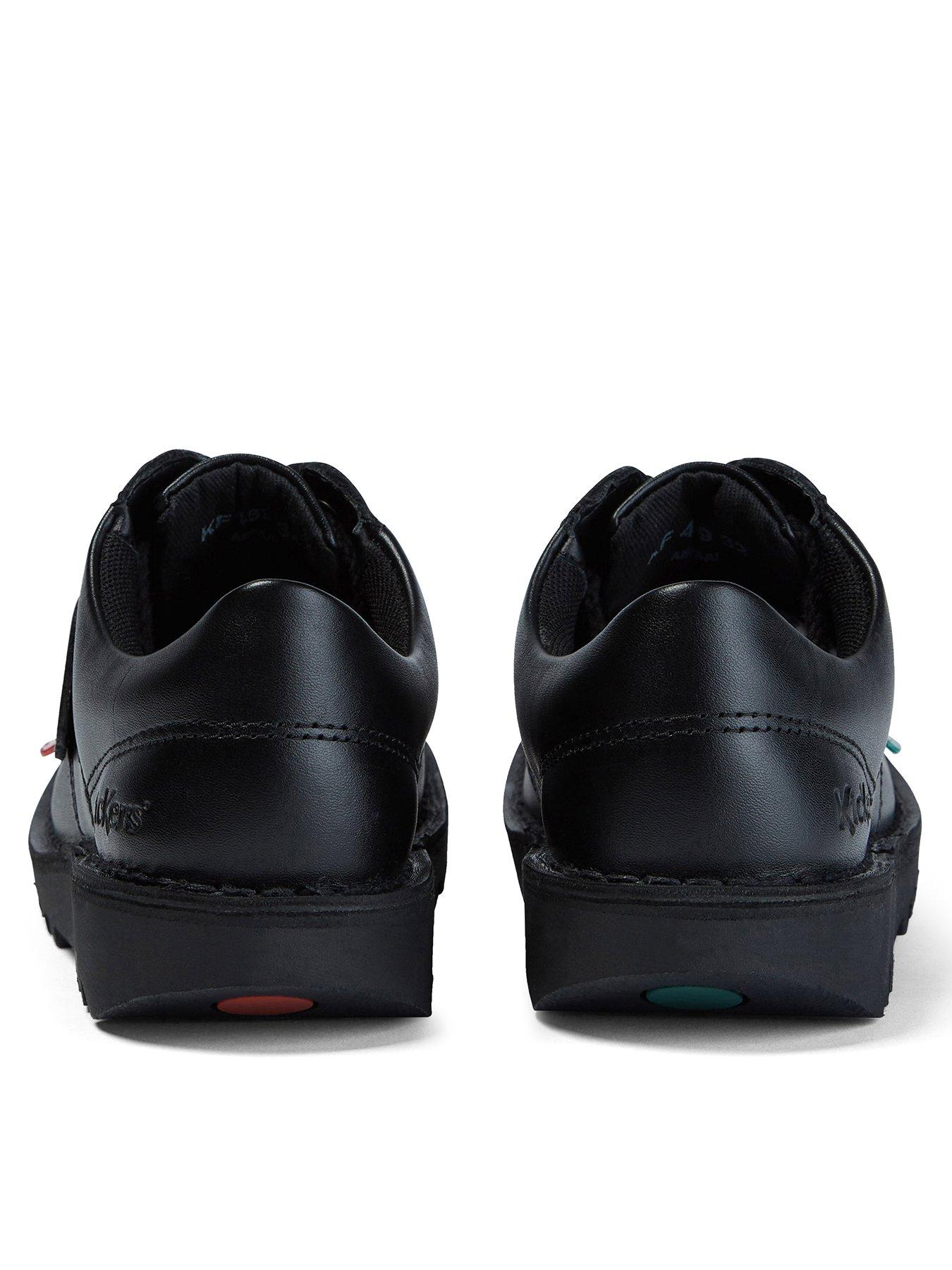 Kickers Leather Lace-up Kick Lo Core School Shoes - Black | very.co.uk