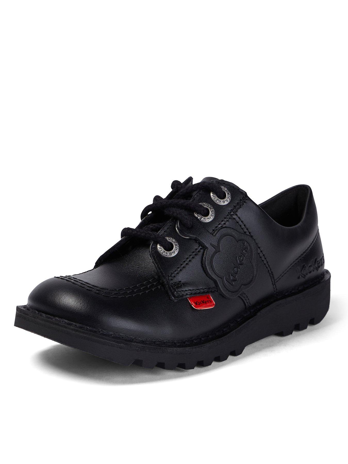 Kickers black clearance school shoes