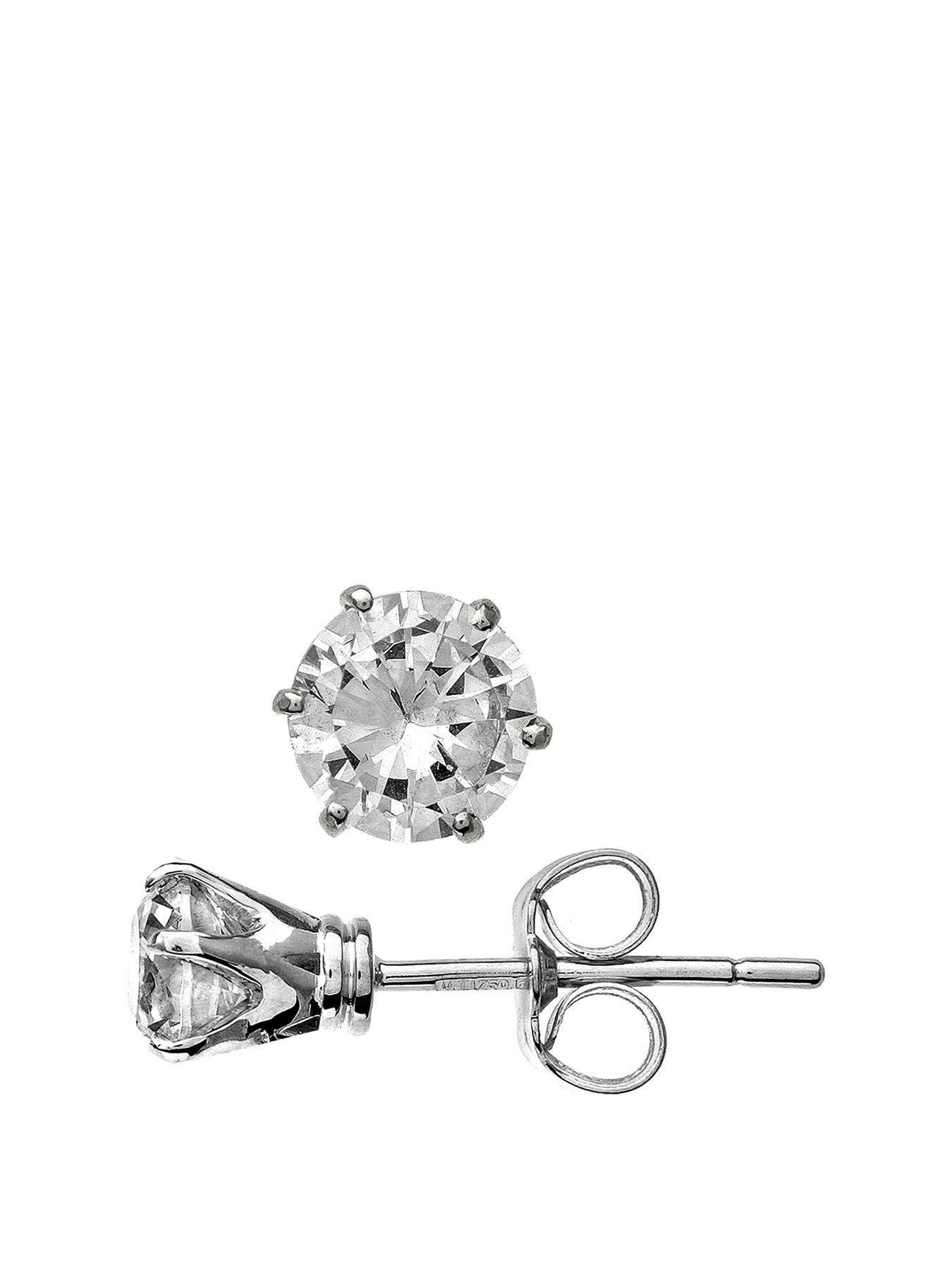 Women Sterling Silver 25 Point Diamond Solitaire Earrings