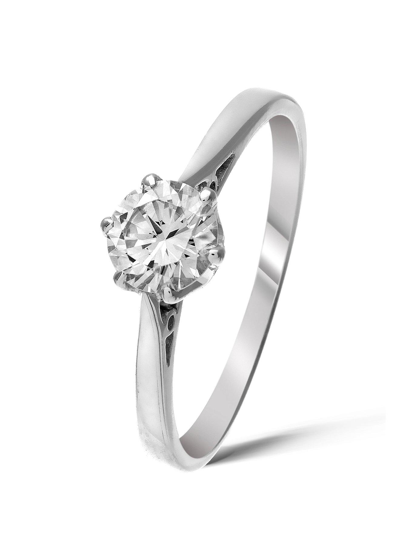 Product photograph of Love Diamond 9 Carat White Gold 50pt Diamond Certified Solitaire Ring With Certificate from very.co.uk