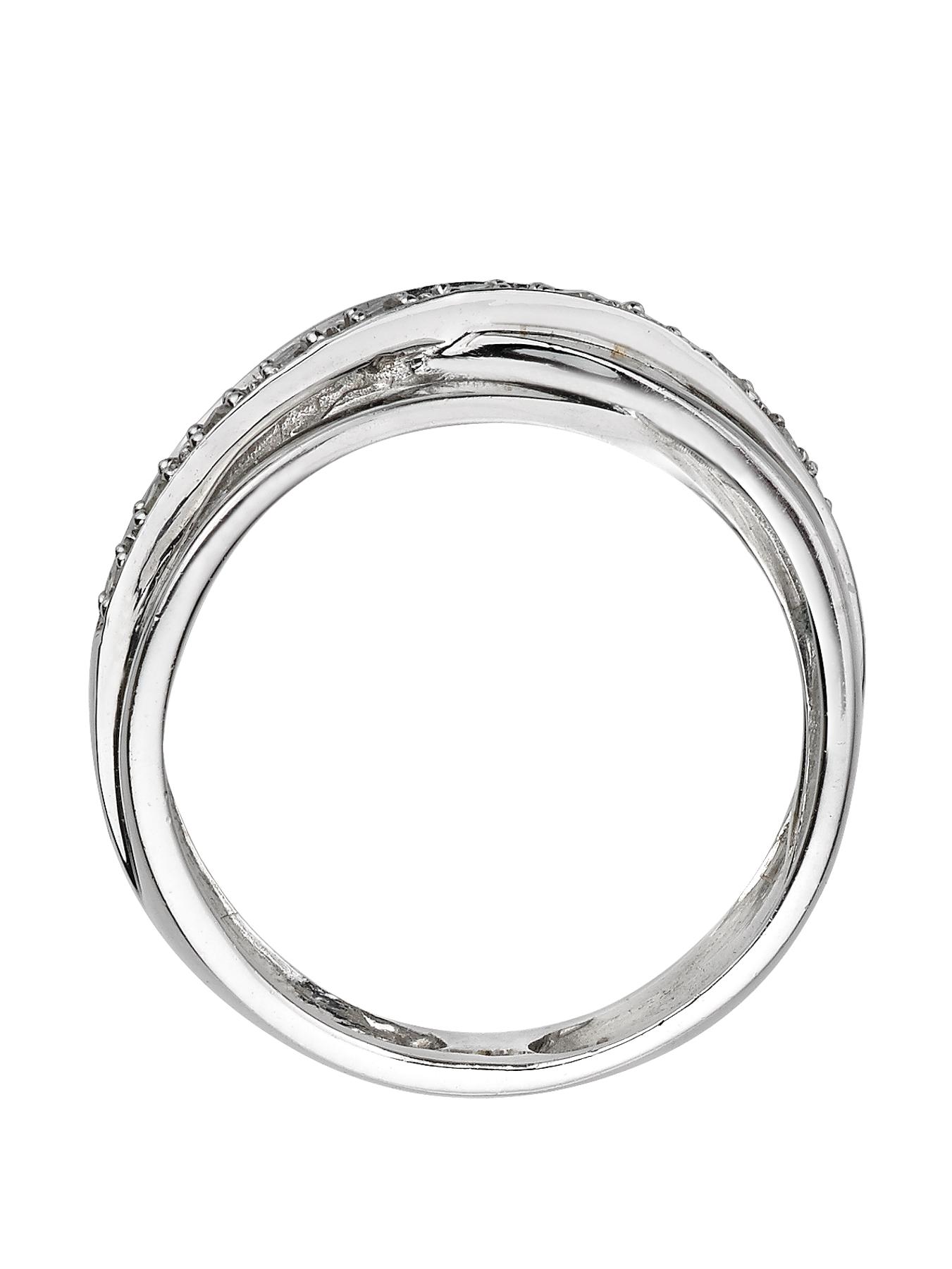 Image 3 of 3 of Love DIAMOND 9 Carat White Gold 8 Point Diamond Crossover Band Ring