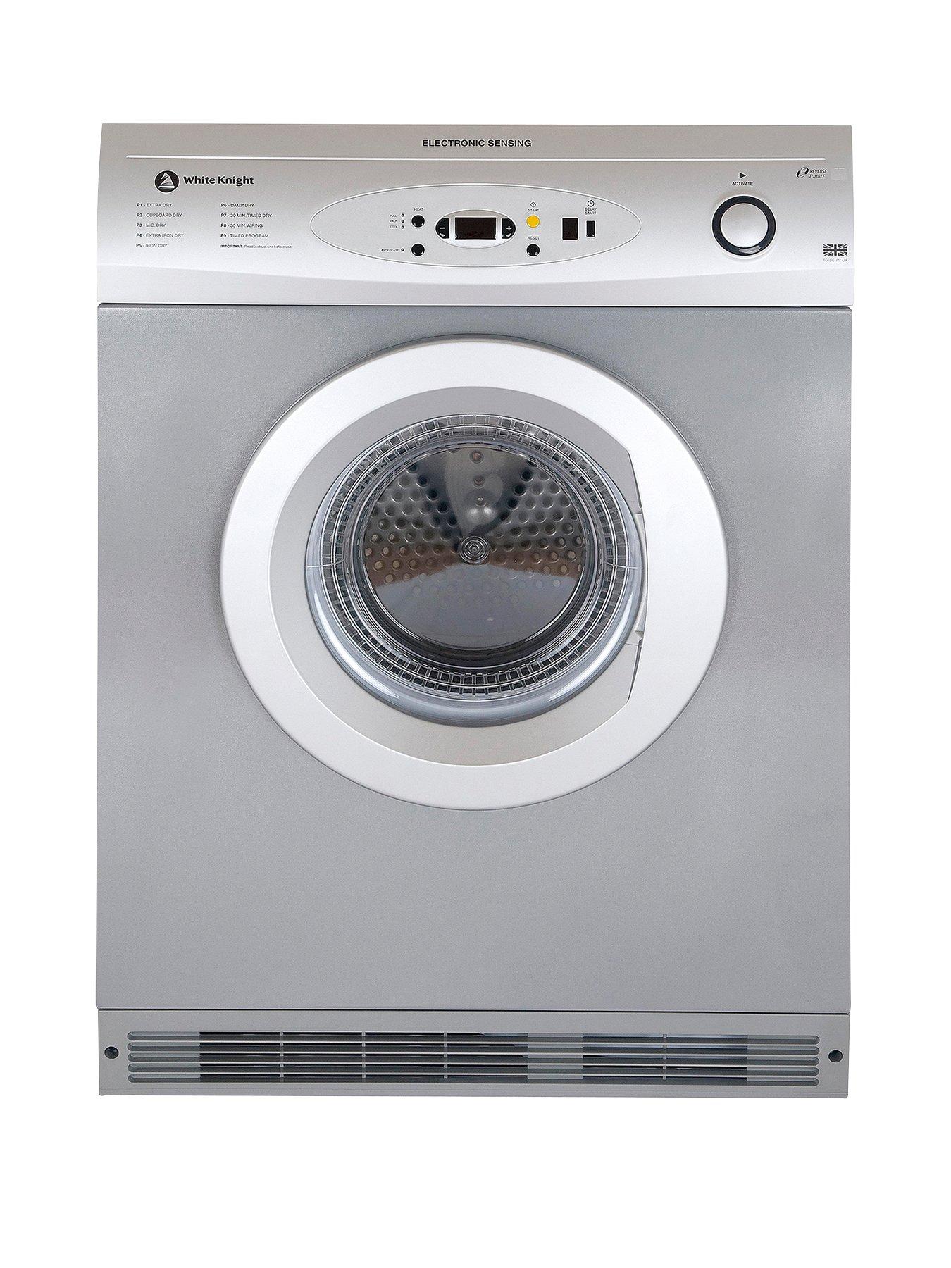 White Knight C86A7S 7Kg Load Vented Sensor Dryer – Silver