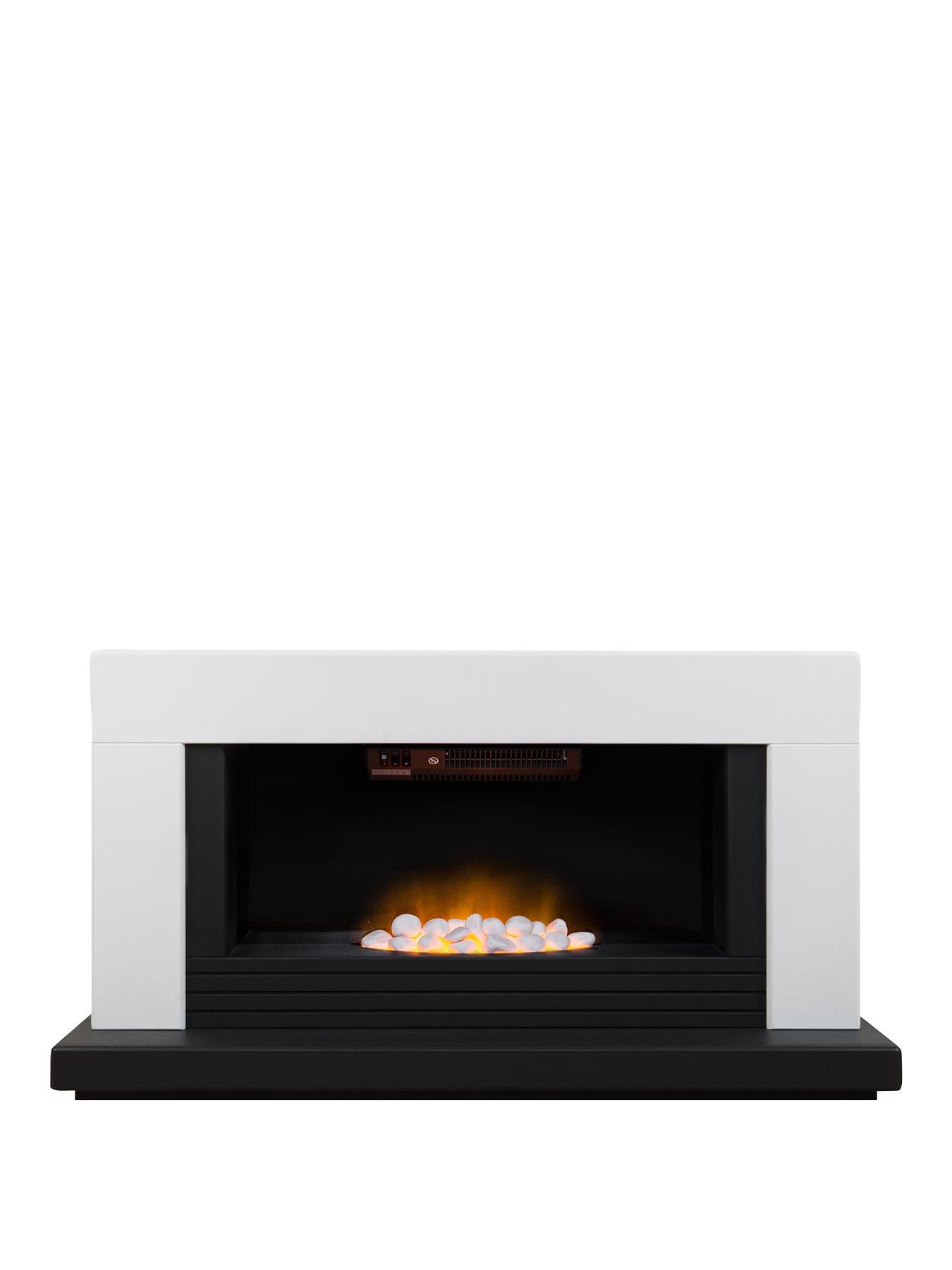 Adam Fire Surrounds Carrera White Electric Fireplace Suite White