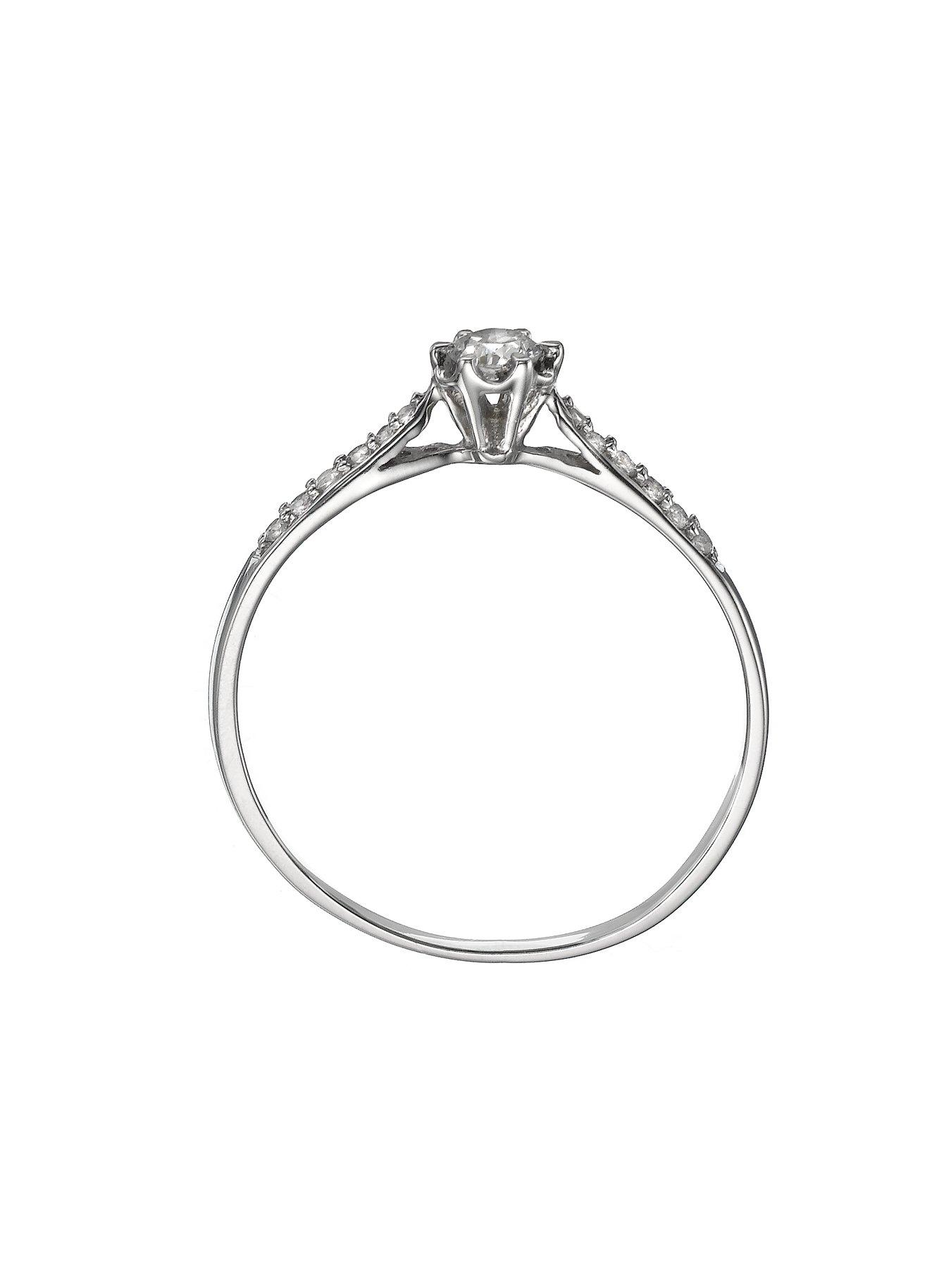 Image 2 of 4 of Love DIAMOND 9 Carat White Gold 20 Points Diamond Solitaire Ring with Diamond Shoulders