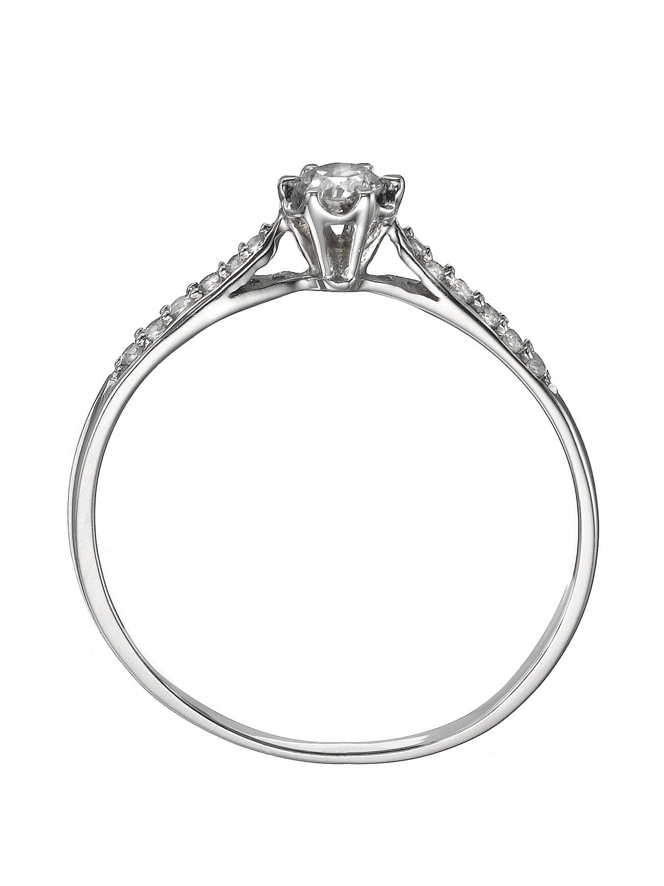 Image 2 of 4 of Love DIAMOND 9 Carat White Gold 20 Points Diamond Solitaire Ring with Diamond Shoulders