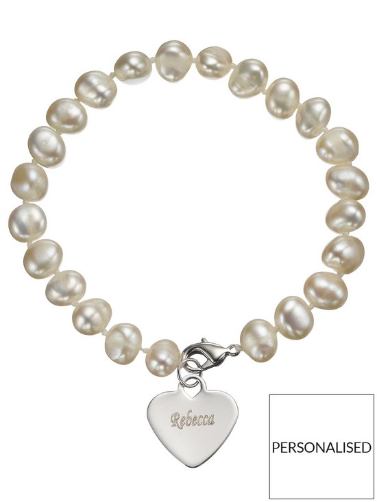 front image of love-gem-personalised-heart-charm-drop-freshwater-pearl-bracelet