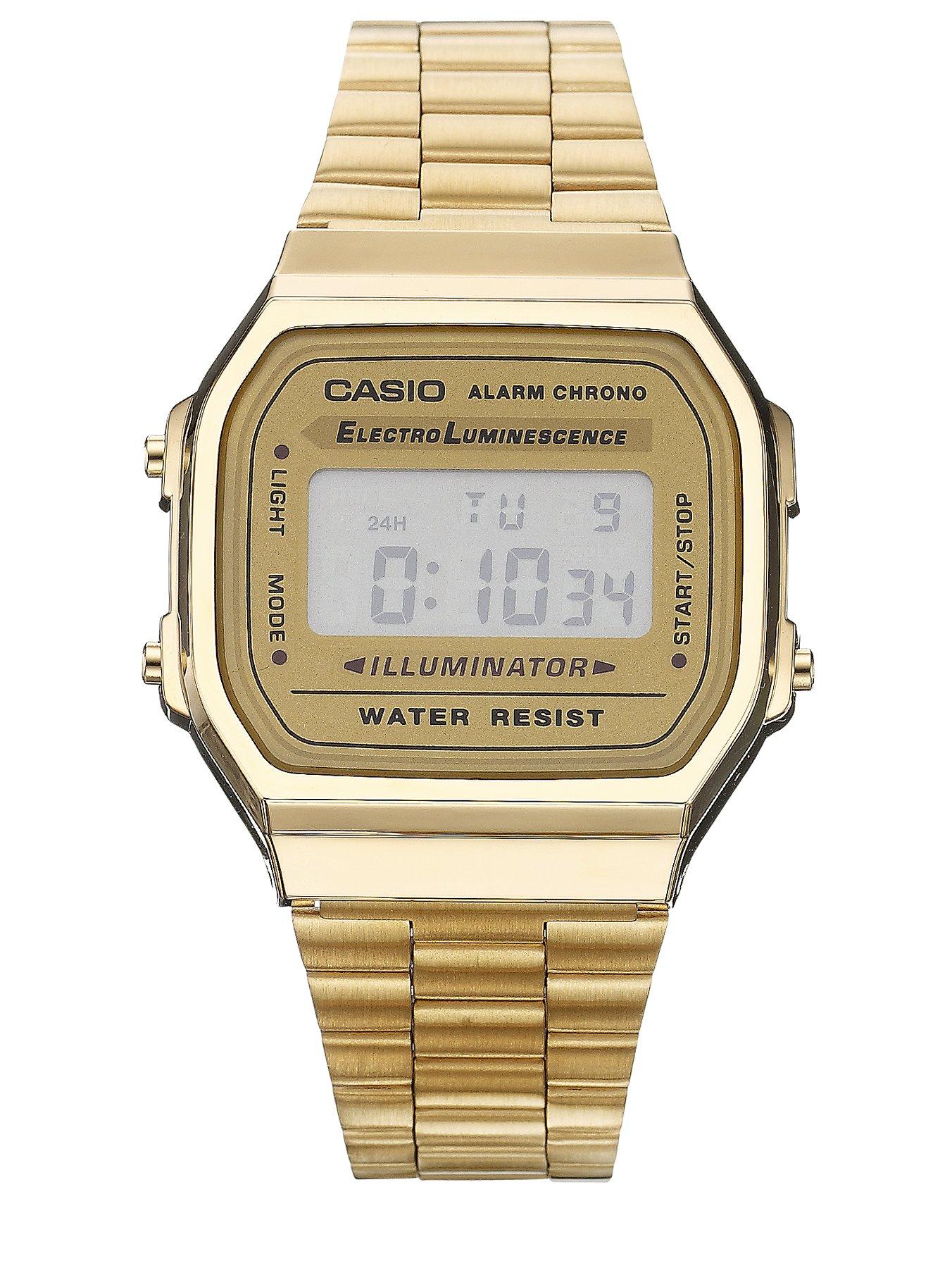 retro gold casio watch men's