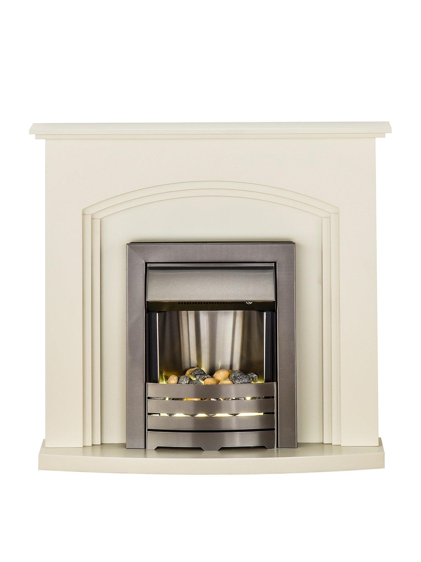 Image 1 of 6 of Adam Fires & Fireplaces Truro Electric Fireplace Suite With Brushed Steel Inset Fire