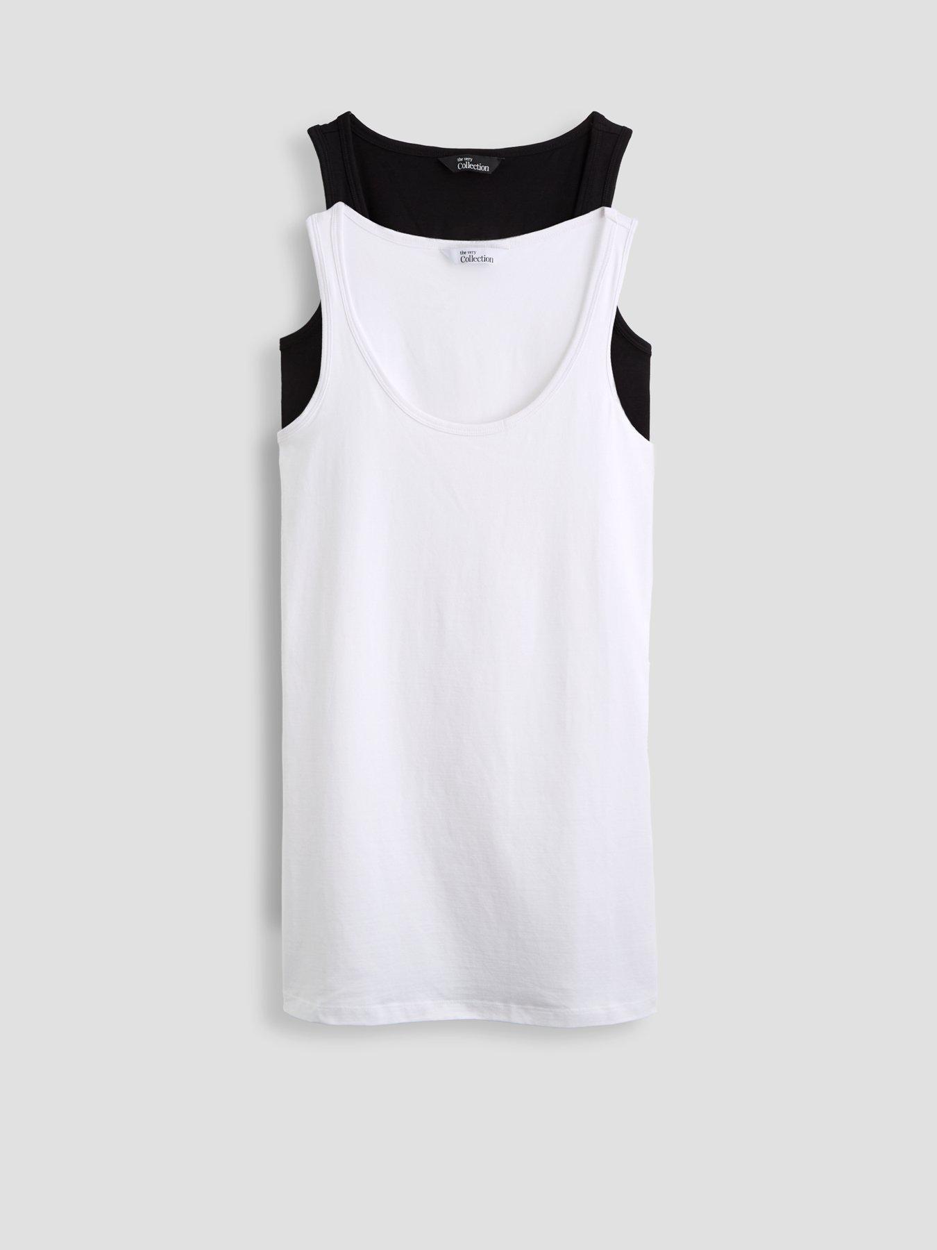 The Very Collection Curve Longline Slim Fit Vests (2 Pack) - Black/White