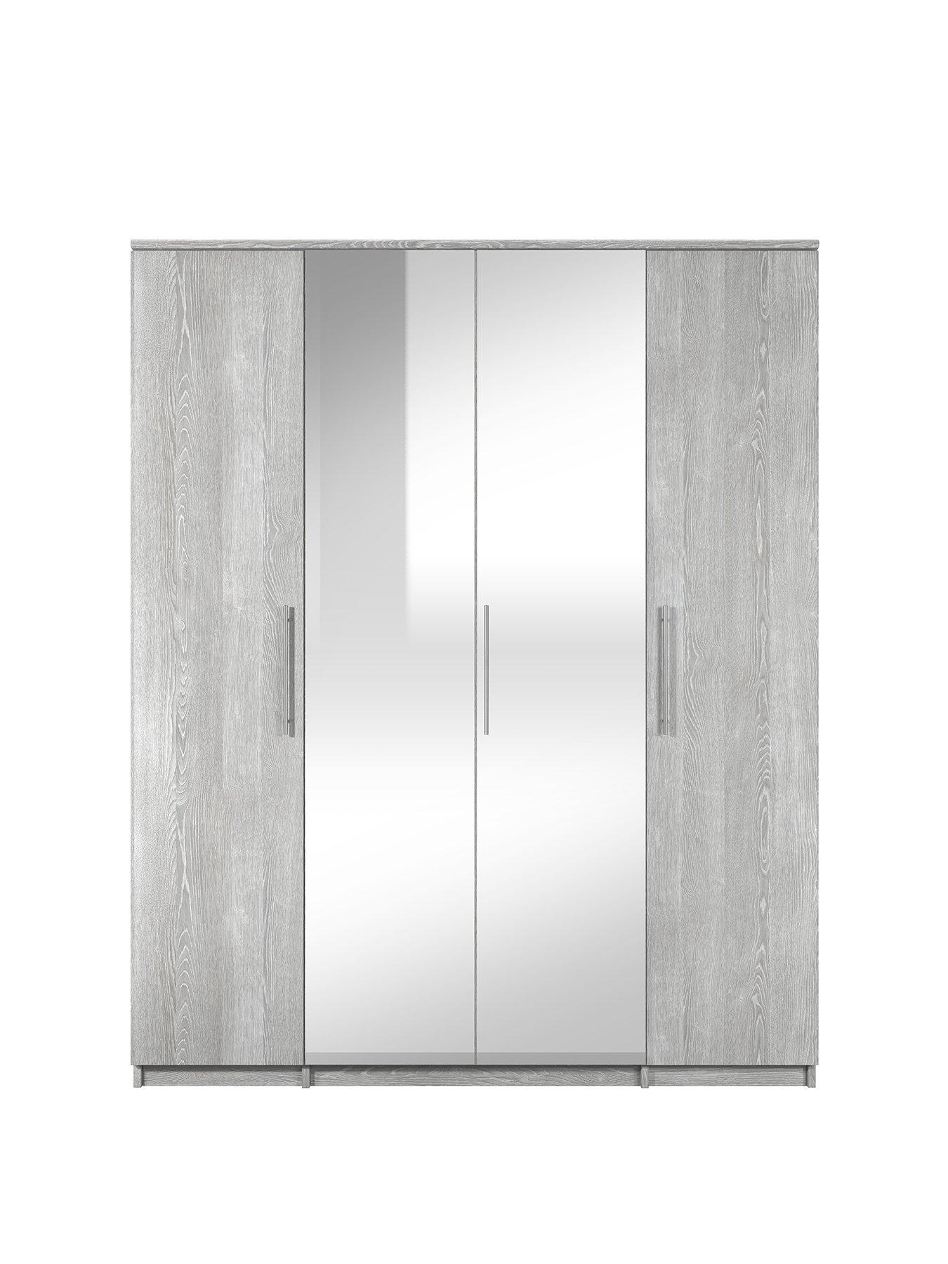Home Essentials Prague 4 Door Mirrored Wardrobe very.co.uk