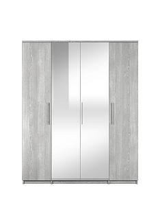 Prague 4 Door Mirrored Wardrobe