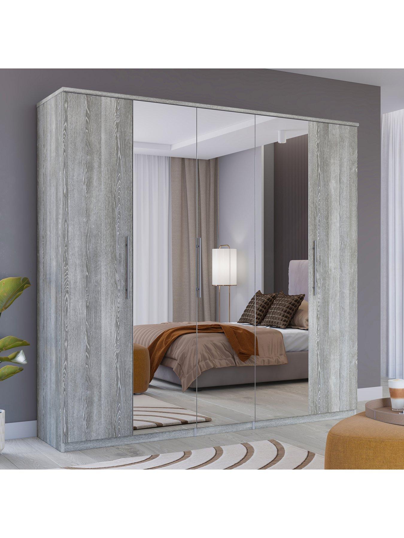 Product photograph of Very Home Home Essentials - Prague 5-door Mirrored Wardrobe from very.co.uk