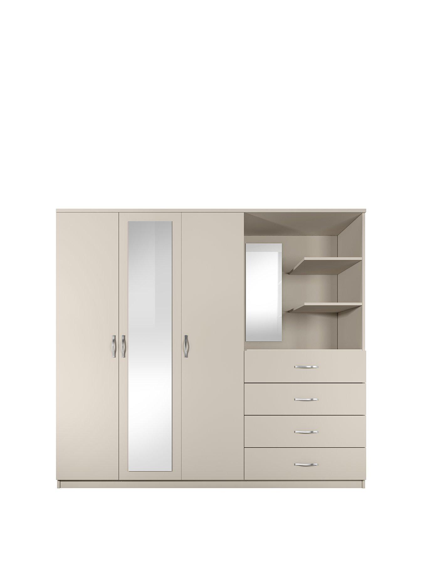 Peru 3 Door 4 Drawer Mirrored Combi Wardrobe Very Co Uk