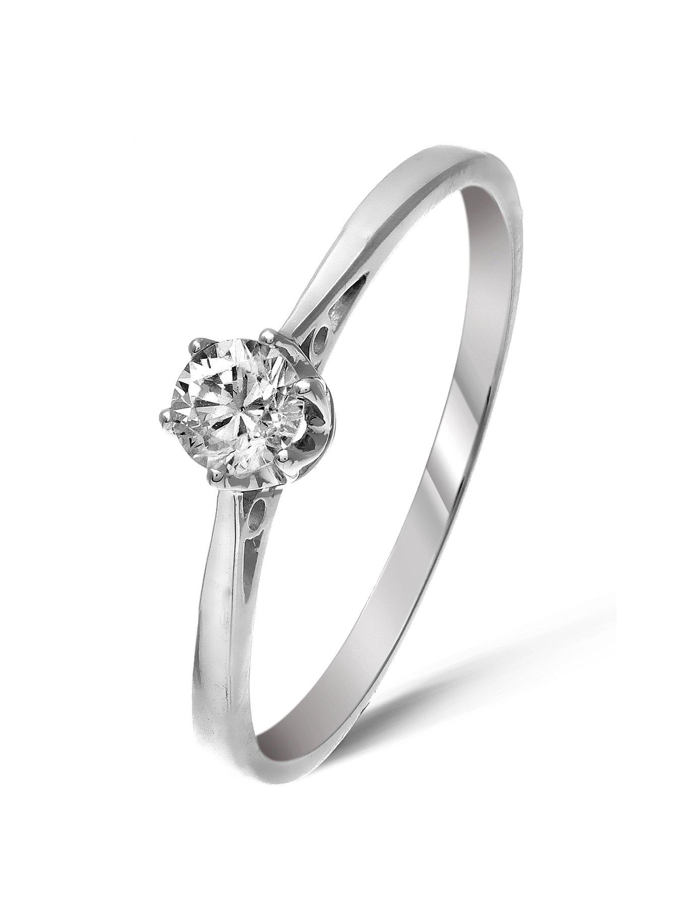 Product photograph of Love Diamond 9 Carat White Gold 25pt Certified Solitaire Ring from very.co.uk