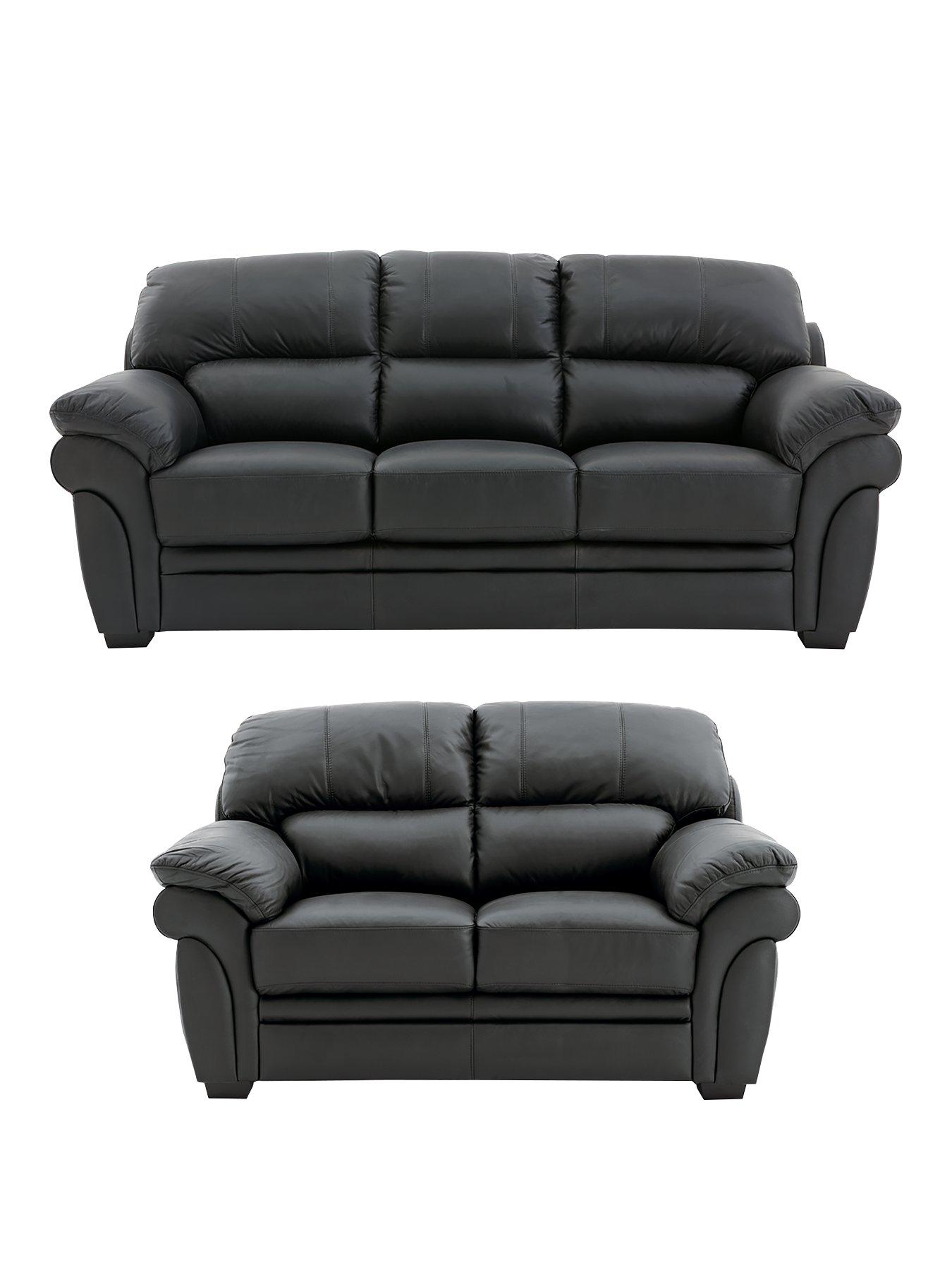 Product photograph of Portland 3 Seater 2 Seater Leather Sofa Buy And Save from very.co.uk