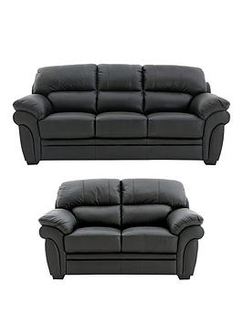 Product photograph of Portland 3 Seater 2 Seater Leather Sofa Buy And Save from very.co.uk