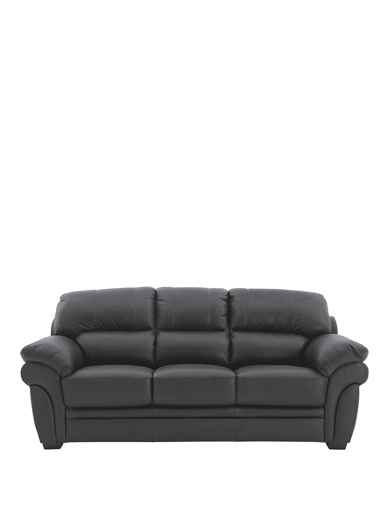 Product photograph of Portland 3 Seater Leather Sofa from very.co.uk