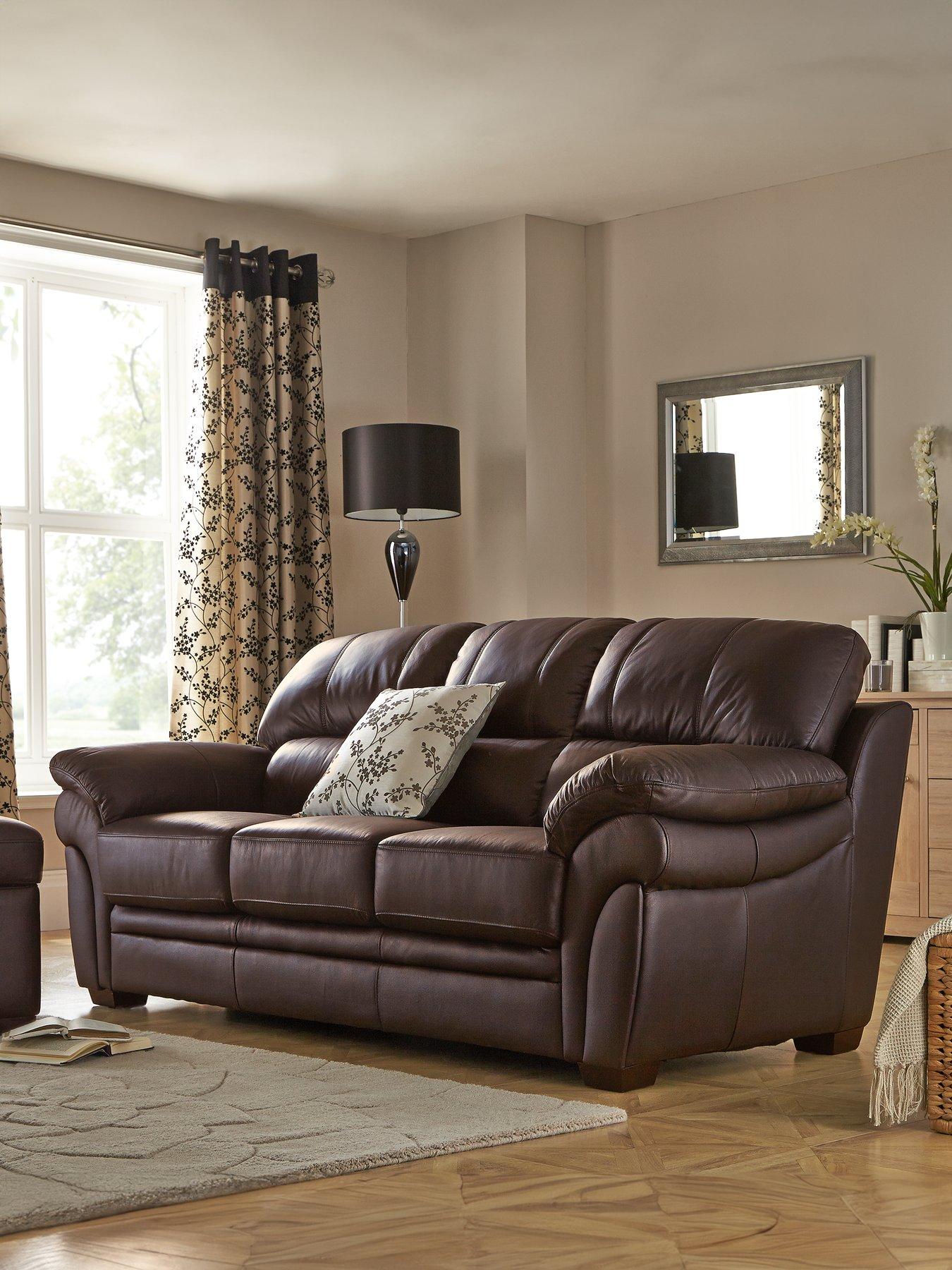undefined Portland 3 Seater Leather Sofa