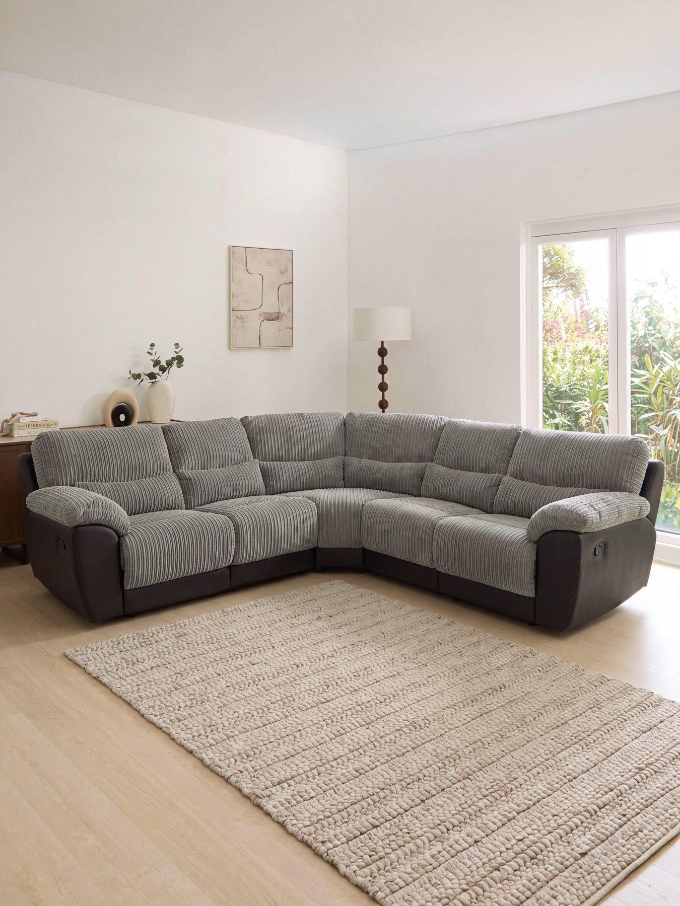 The Very Collection Sienna Fabric/Faux Leather High Back Recliner Corner Group Sofa - FSC® Certified