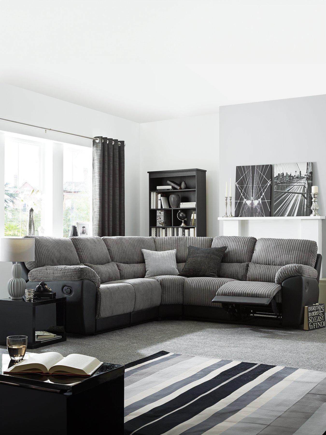 undefined Sienna Fabric/Faux Leather High Back Recliner Corner Group Sofa - FSC® Certified