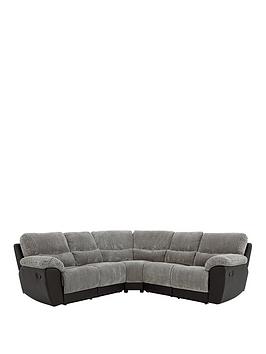 Sienna Fabric/Faux Leather Recliner Corner Group Sofa