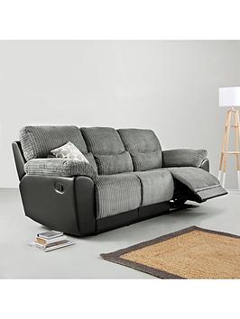 Product photograph of Sienna Fabric Faux Leather High Back 3 Seater Recliner Sofa from very.co.uk