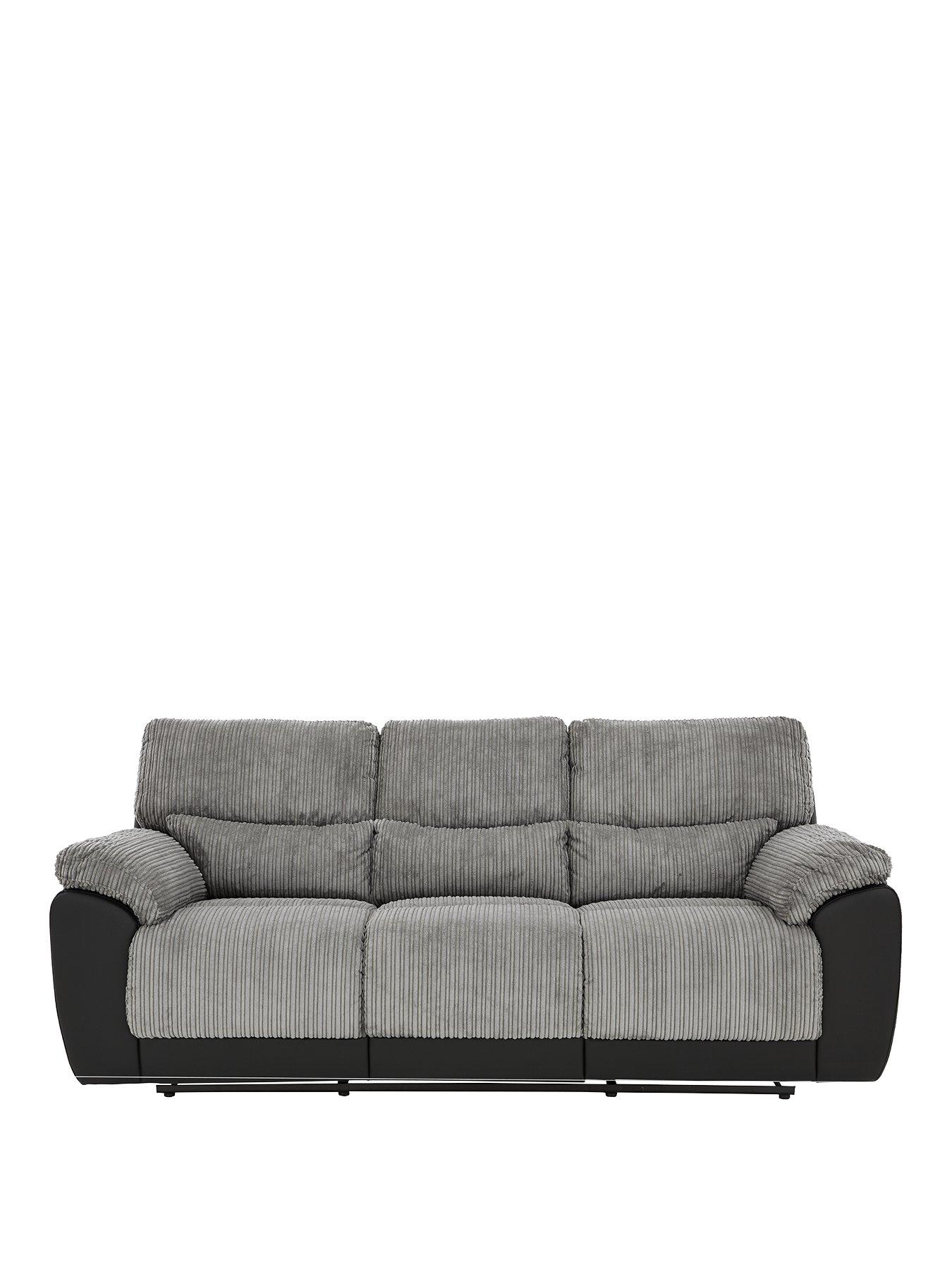 Image 2 of 6 of The Very Collection Sienna Fabric/Faux&nbsp;Leather High Back&nbsp;3 Seater&nbsp;Recliner Sofa