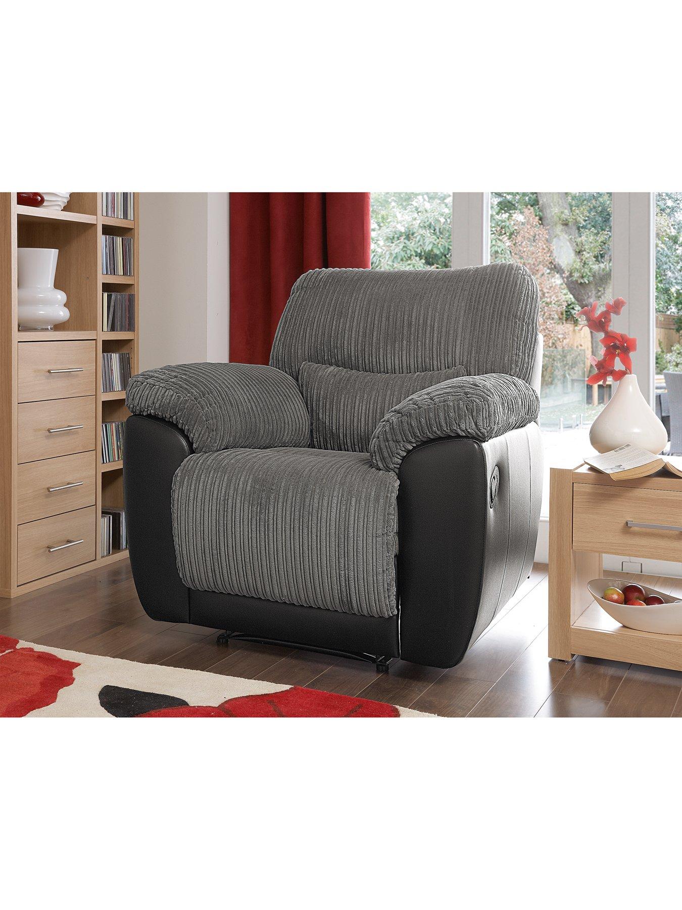 Product photograph of Sienna Fabric Faux Leather Recliner Armchair from very.co.uk