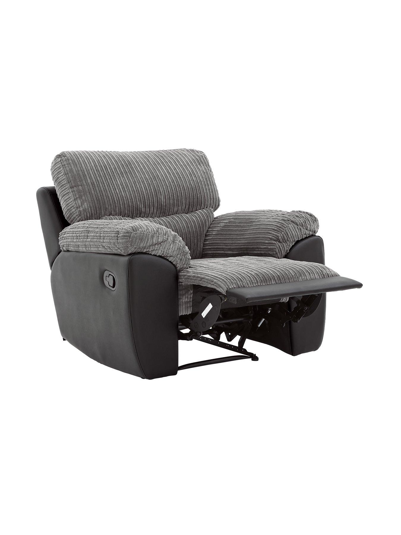 Image 3 of 6 of Sienna Fabric/Faux Leather Recliner Armchair