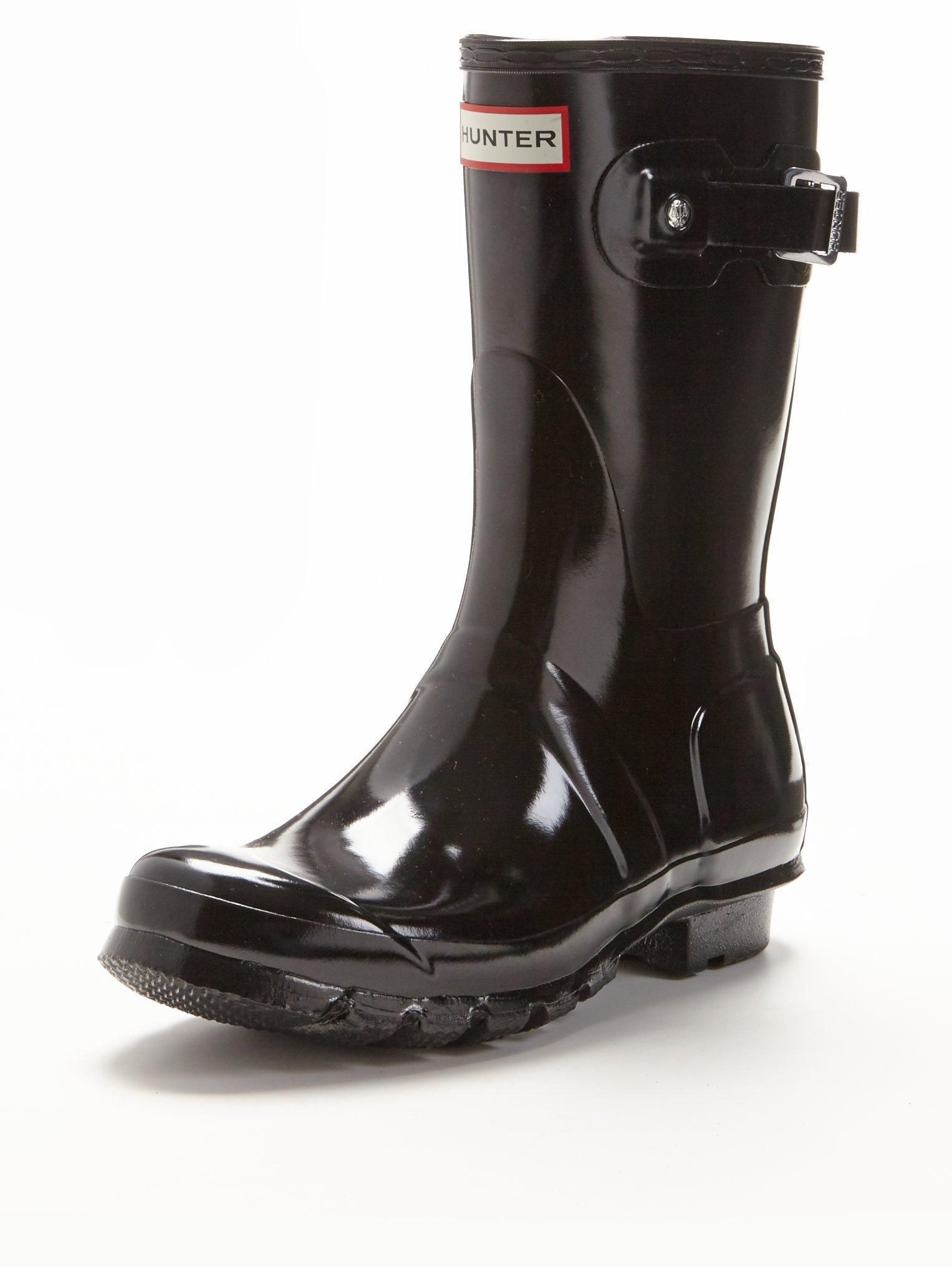 black gloss hunter wellies size 5