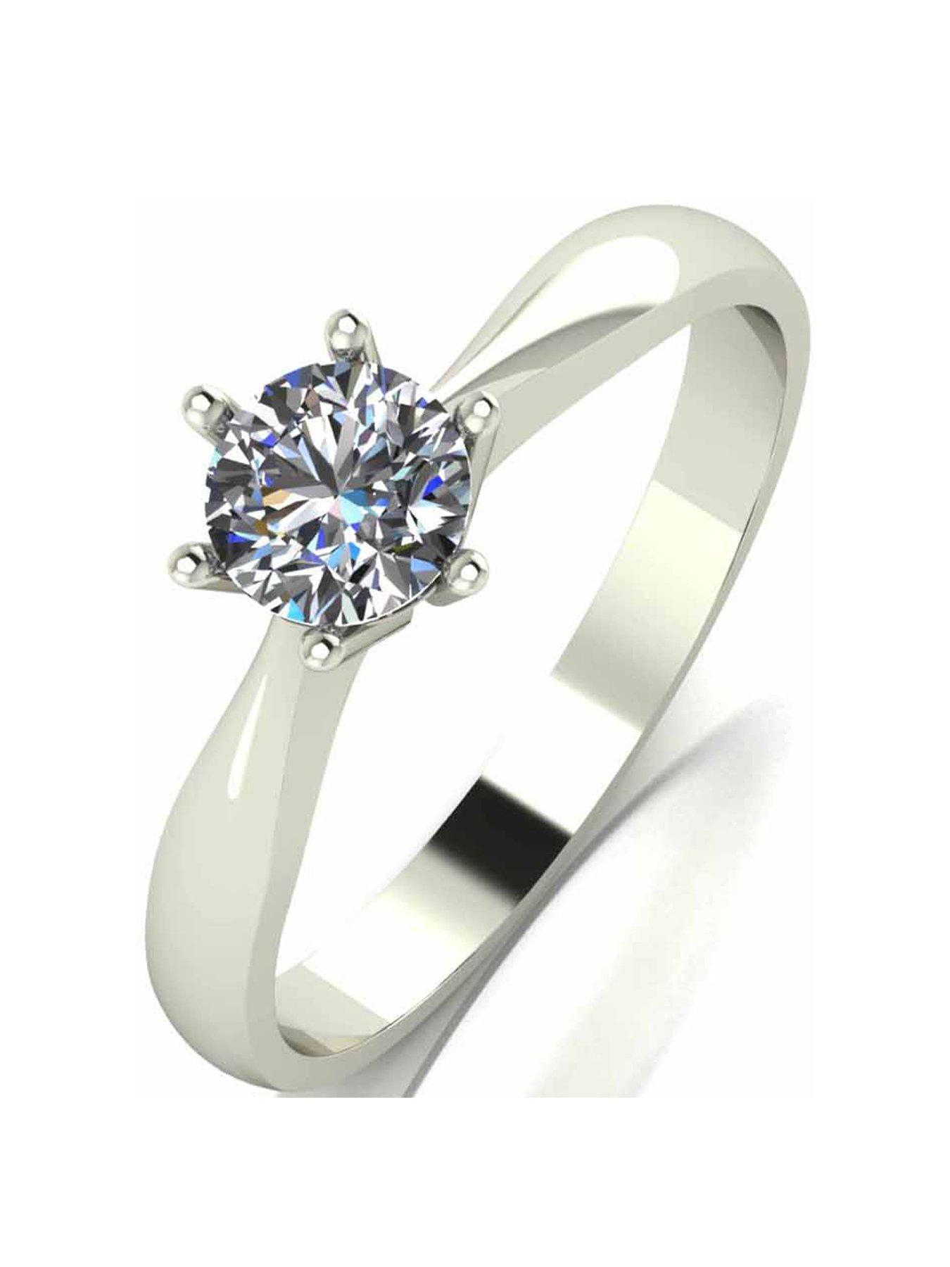 Product photograph of Moissanite 9 Carat White Gold 50pt Solitaire Ring from very.co.uk