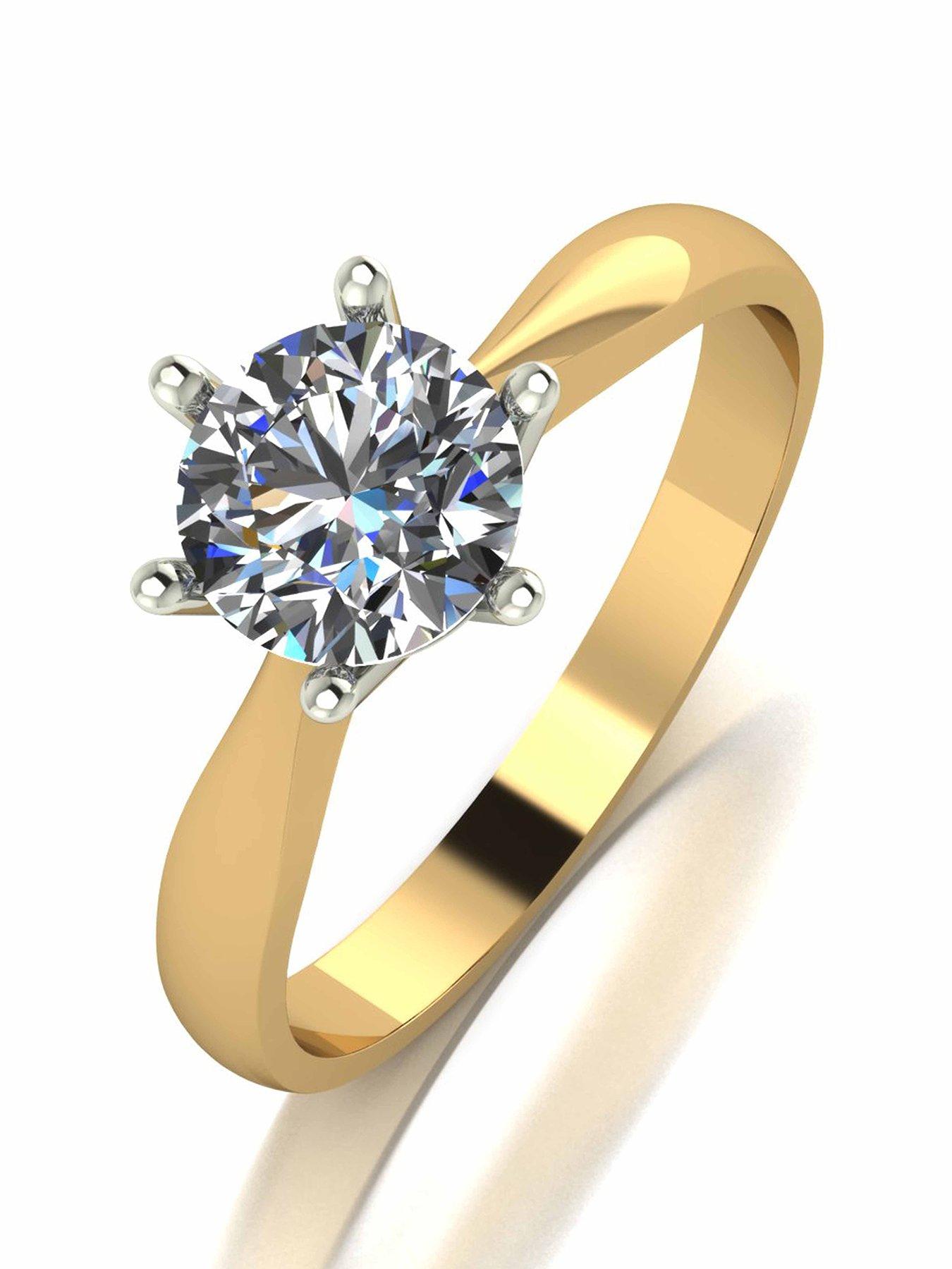 Moissanite 1 Carat Solitare 9 Carat Yellow Gold Ring
