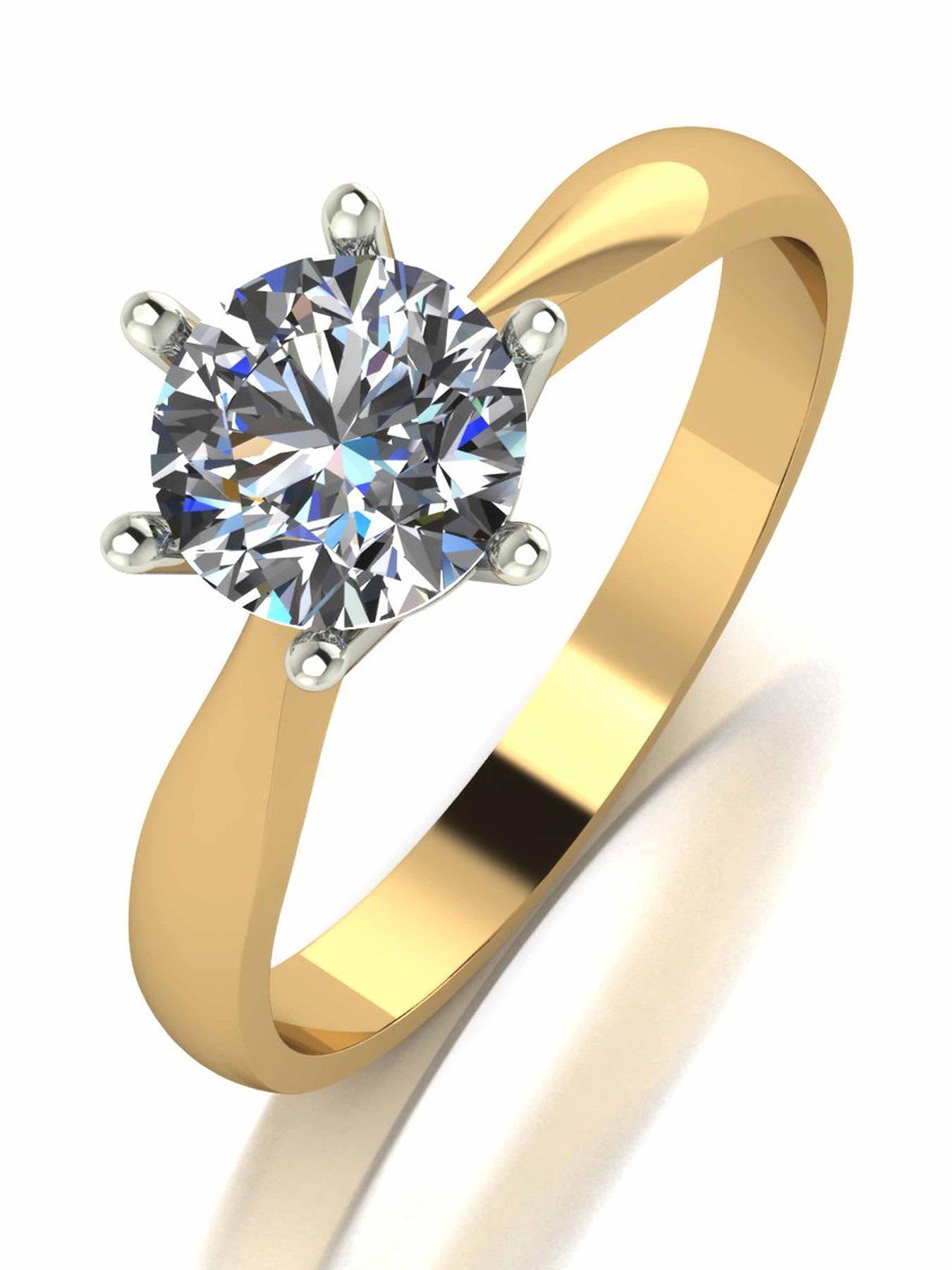 Image 1 of 5 of Moissanite 1 Carat Solitare 9 Carat Yellow Gold Ring