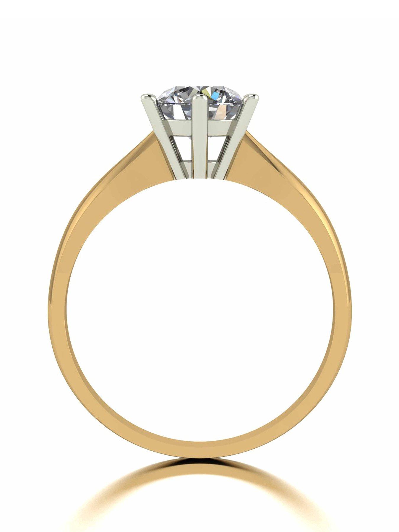 Image 2 of 5 of Moissanite 1 Carat Solitare 9 Carat Yellow Gold Ring