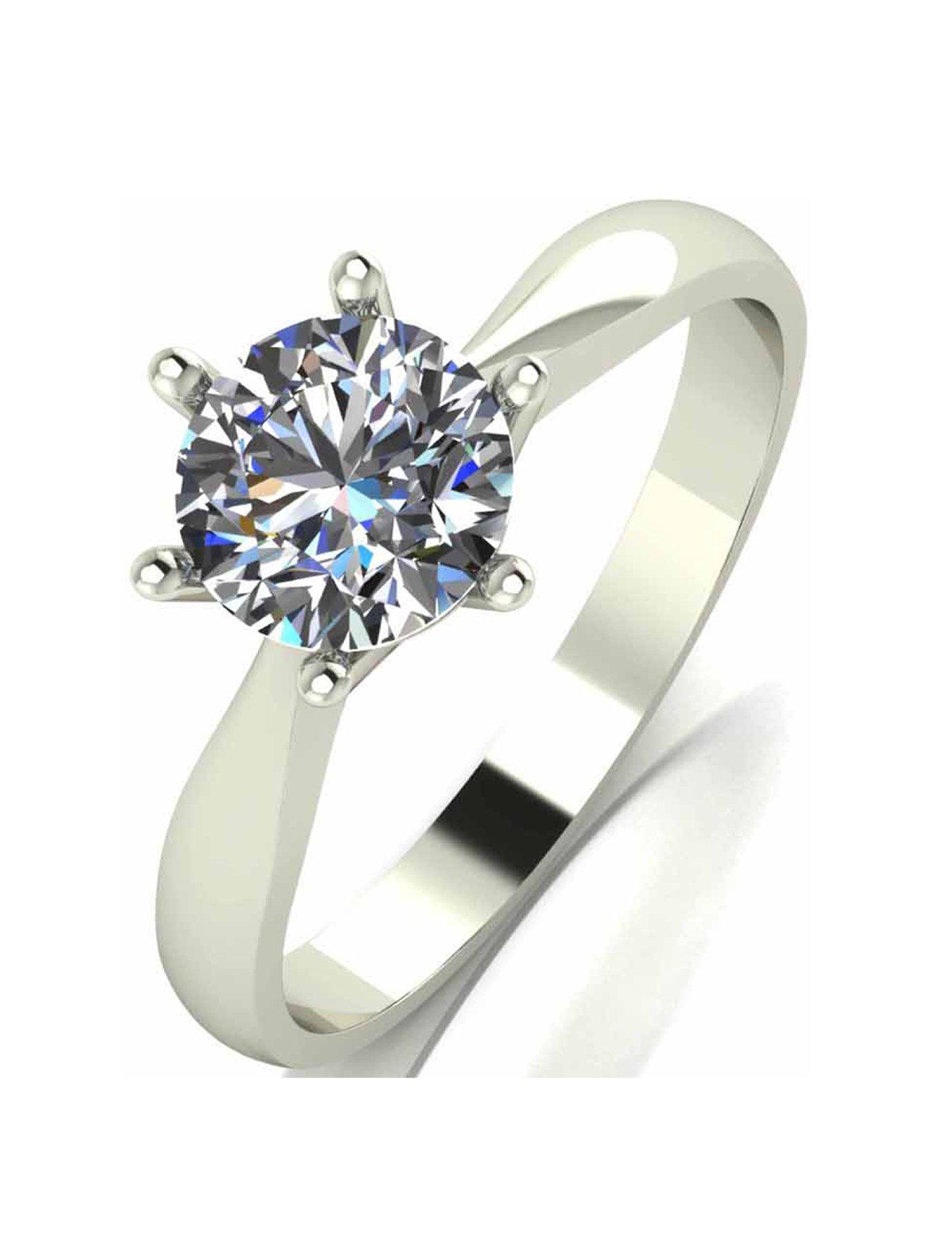 Product photograph of Moissanite 9 Carat White Gold 1 Carat Solitaire Ring from very.co.uk