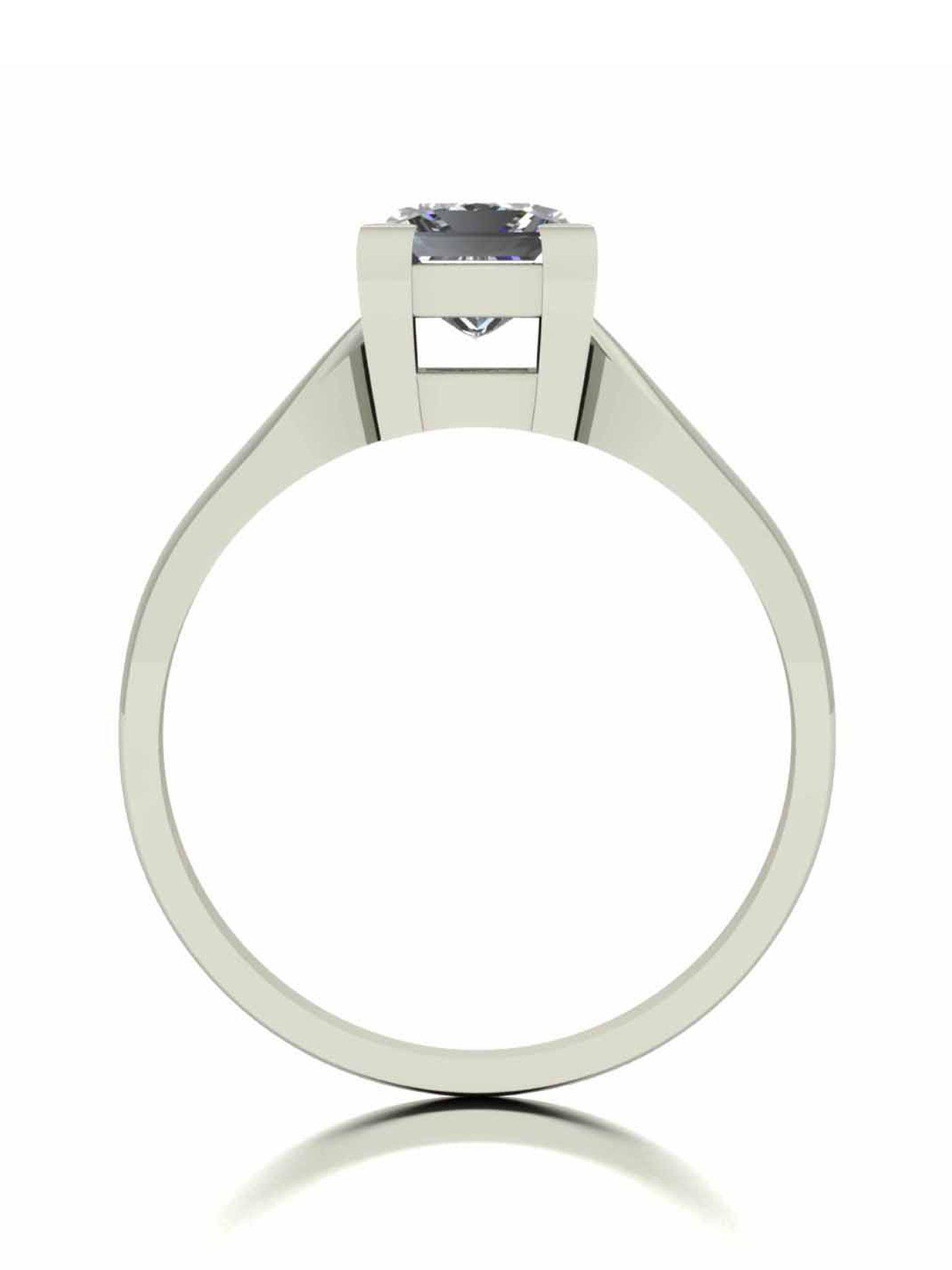 Image 2 of 5 of Moissanite 9 Carat White Gold Princess Cut 105pt Equivalent Ring