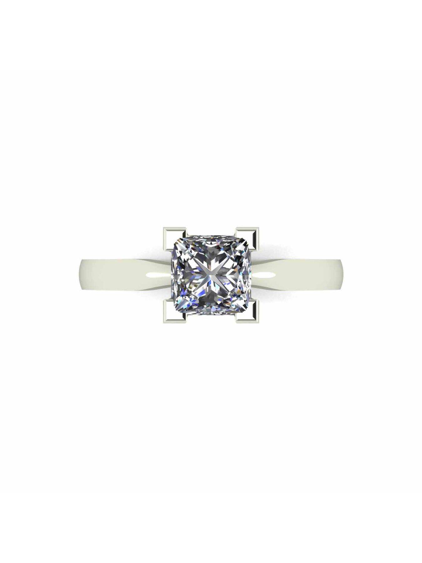 Image 4 of 5 of Moissanite 9 Carat White Gold Princess Cut 105pt Equivalent Ring