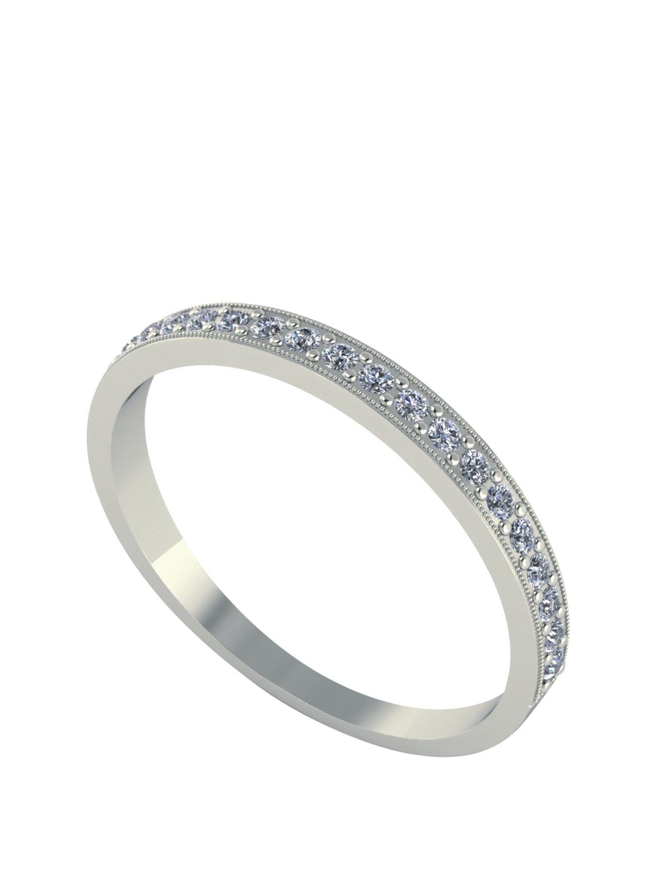 Product photograph of Moissanite 18 Carat White Gold 25pt Wedding Band from very.co.uk