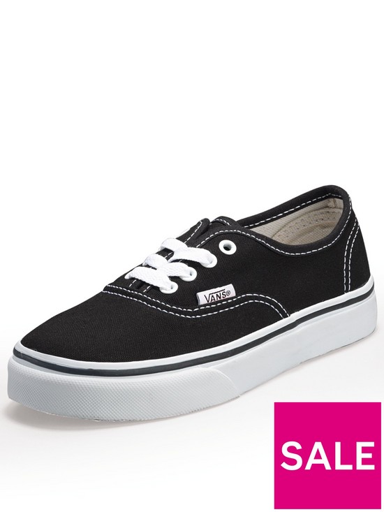 front image of vans-authentic-childrens-unisex-trainers-blackwhite