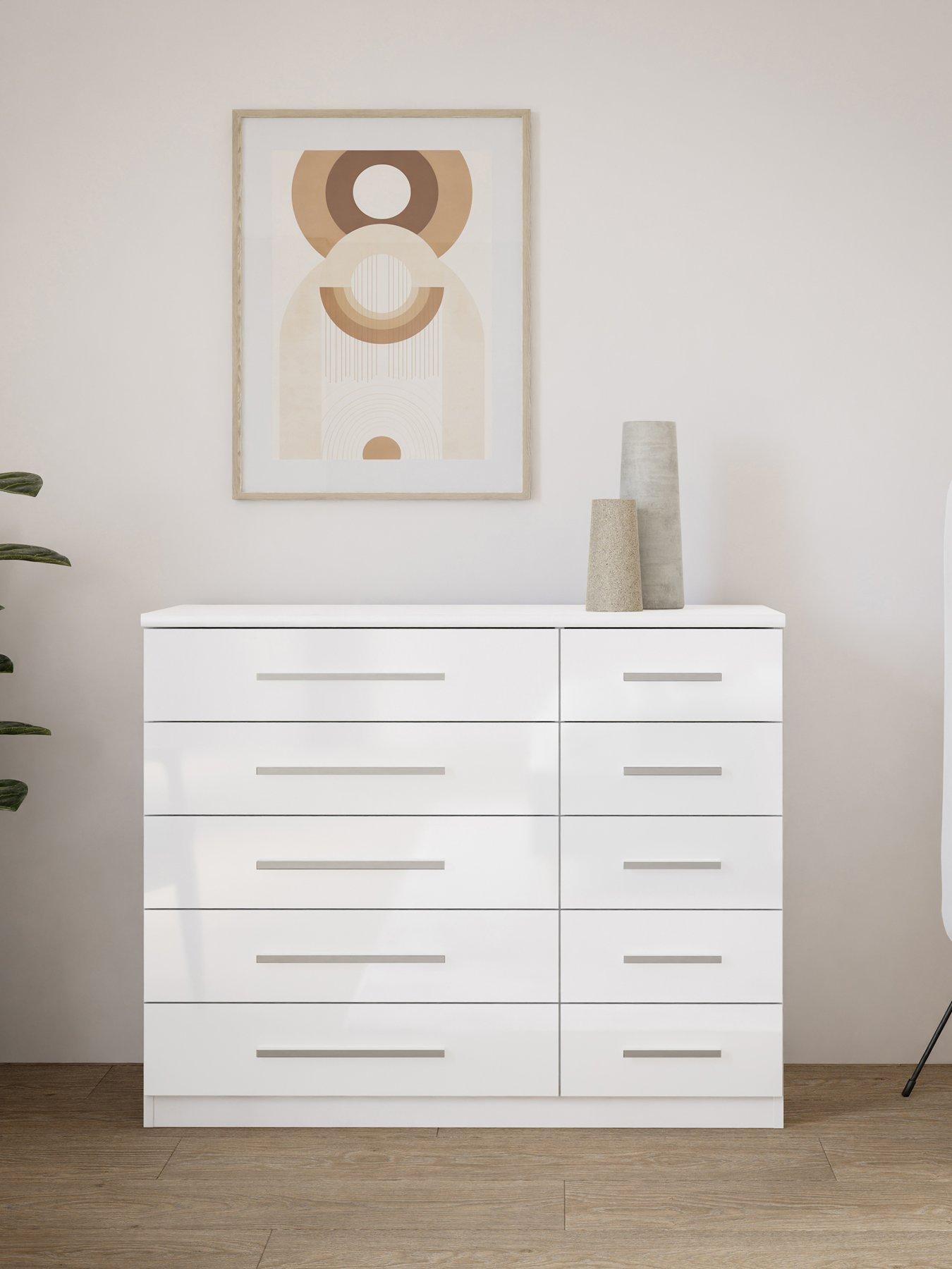 The Very Collection Prague Gloss 5 + 5 Wide Chest of Drawers - FSC® Certified