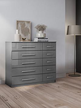 Product photograph of Very Home Prague Gloss 5 5 Wide Chest Of Drawers - Fsc Reg Certified from very.co.uk