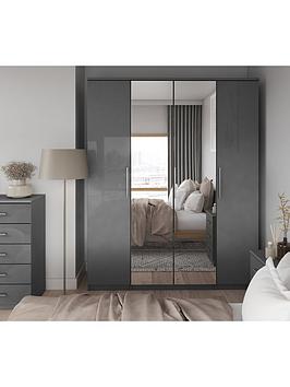 Product photograph of Very Home Prague Gloss 4 Door Mirrored Wardrobe - Fsc Reg Certified from very.co.uk