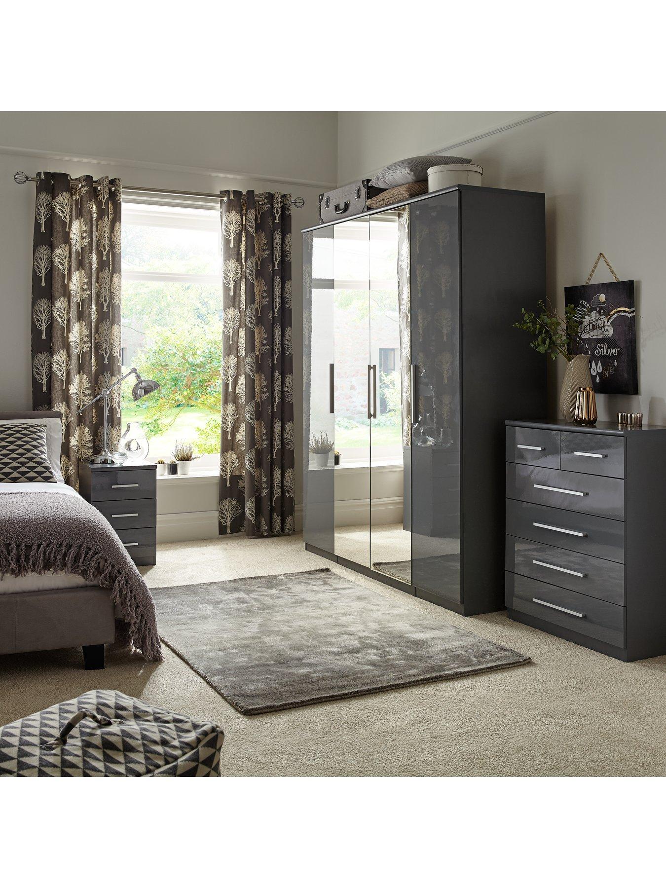 Prague Gloss 4 Door Mirrored Wardrobe Very Co Uk